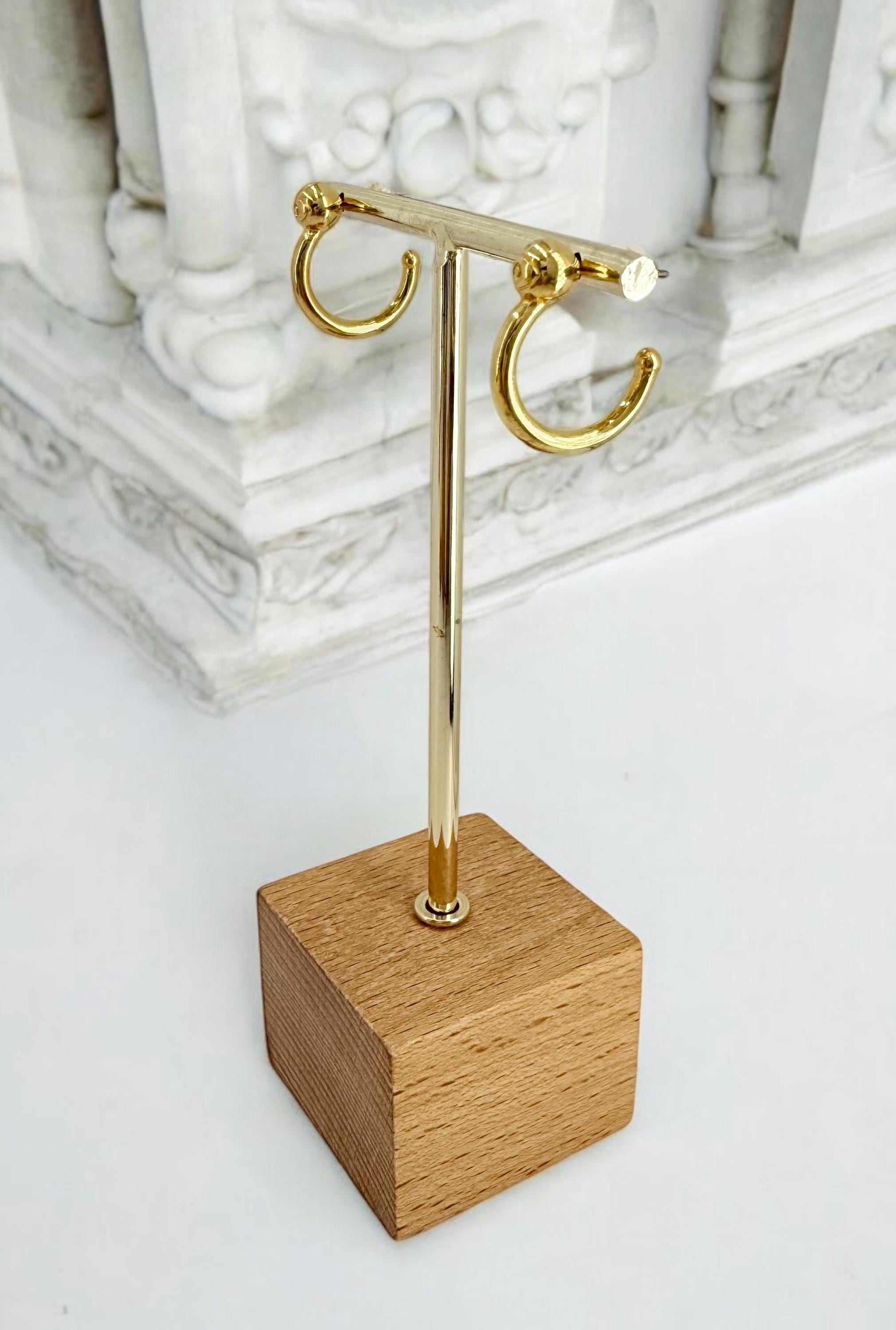 Medium Gold Hoop Earrings – Shiny Bohemian Hoops – 24k Gold Plated – Surgical Steel Post – Women’s Gift