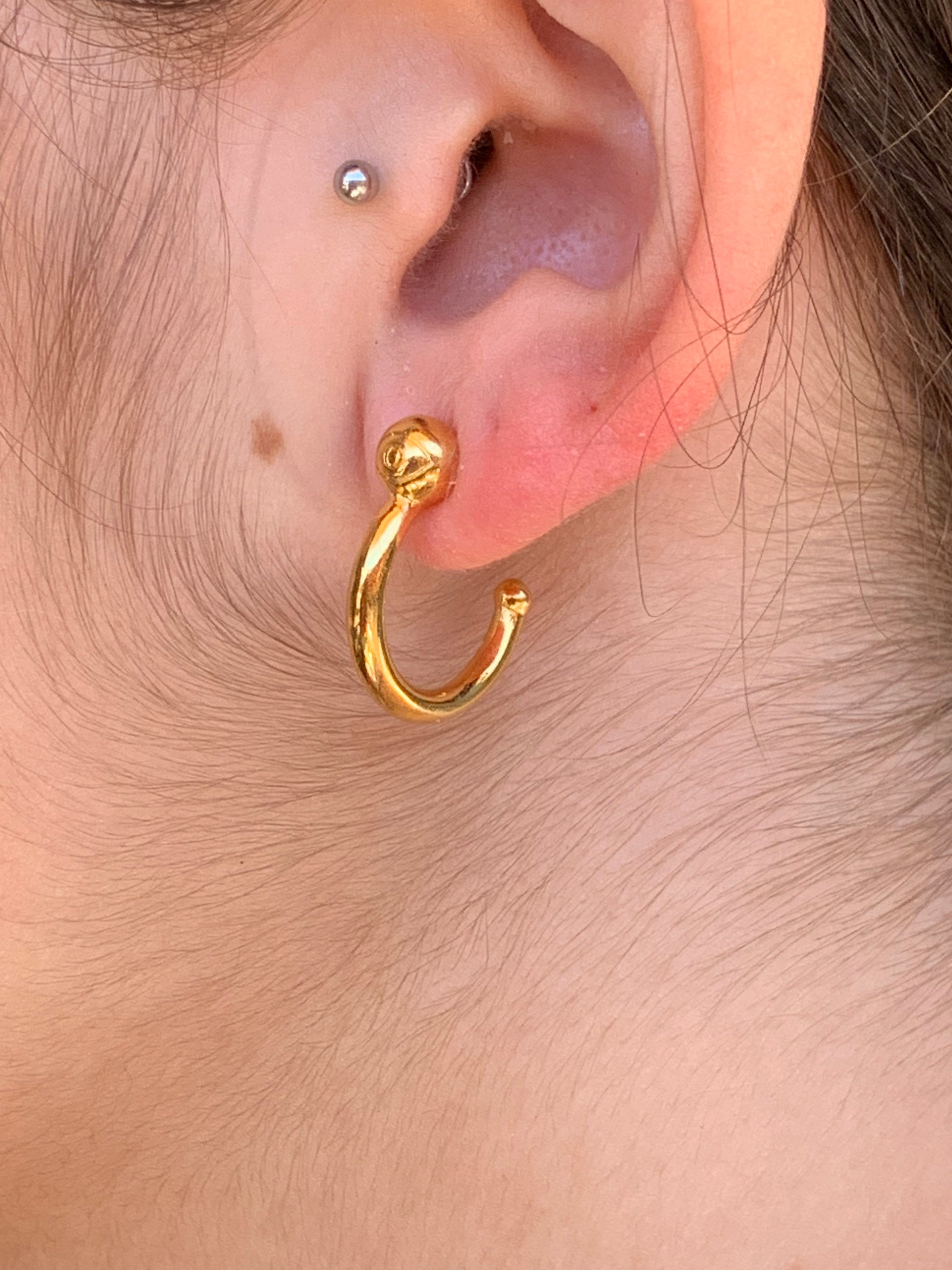 Medium Gold Hoop Earrings – Shiny Bohemian Hoops – 24k Gold Plated – Surgical Steel Post – Women’s Gift