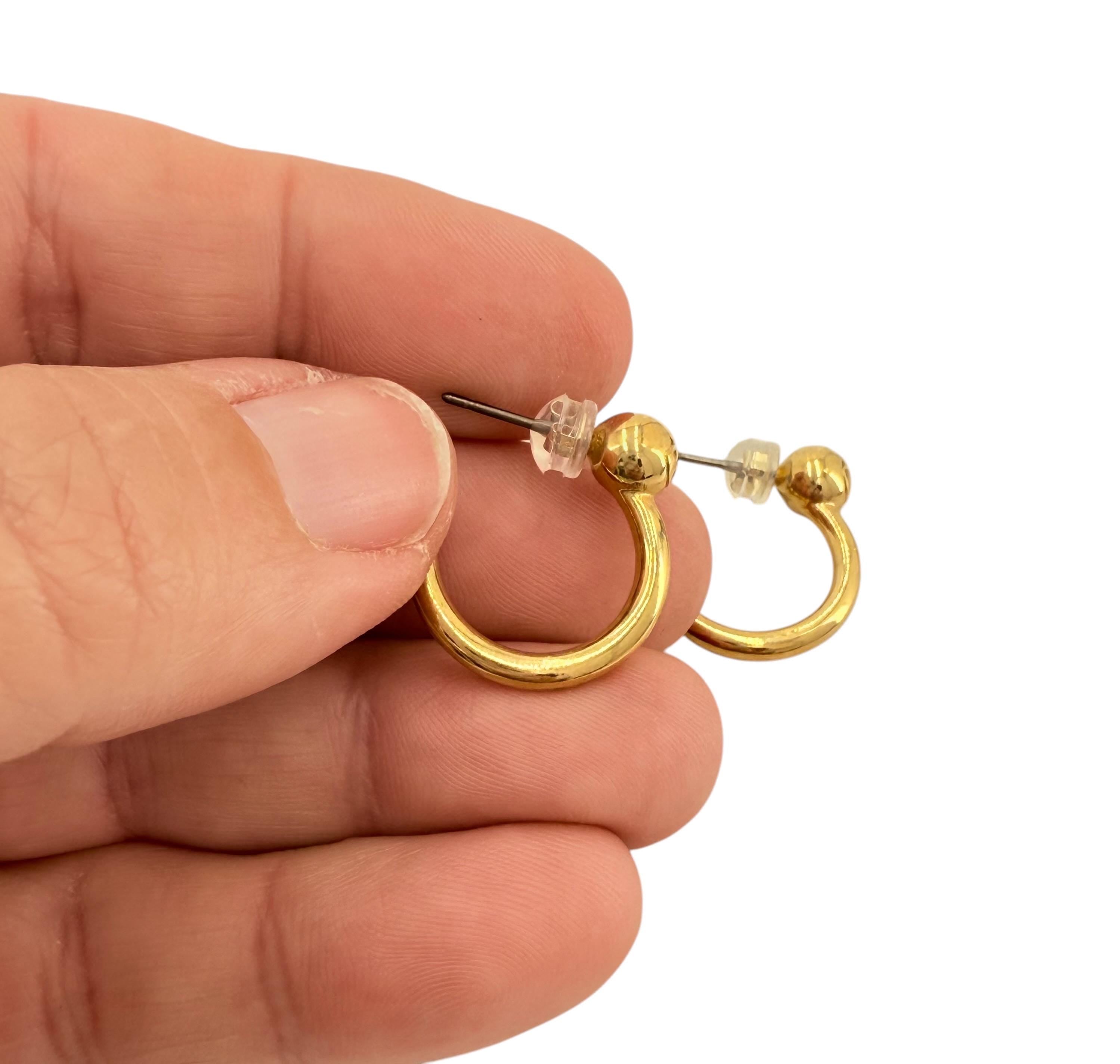 Medium Gold Hoop Earrings – Shiny Bohemian Hoops – 24k Gold Plated – Surgical Steel Post – Women’s Gift