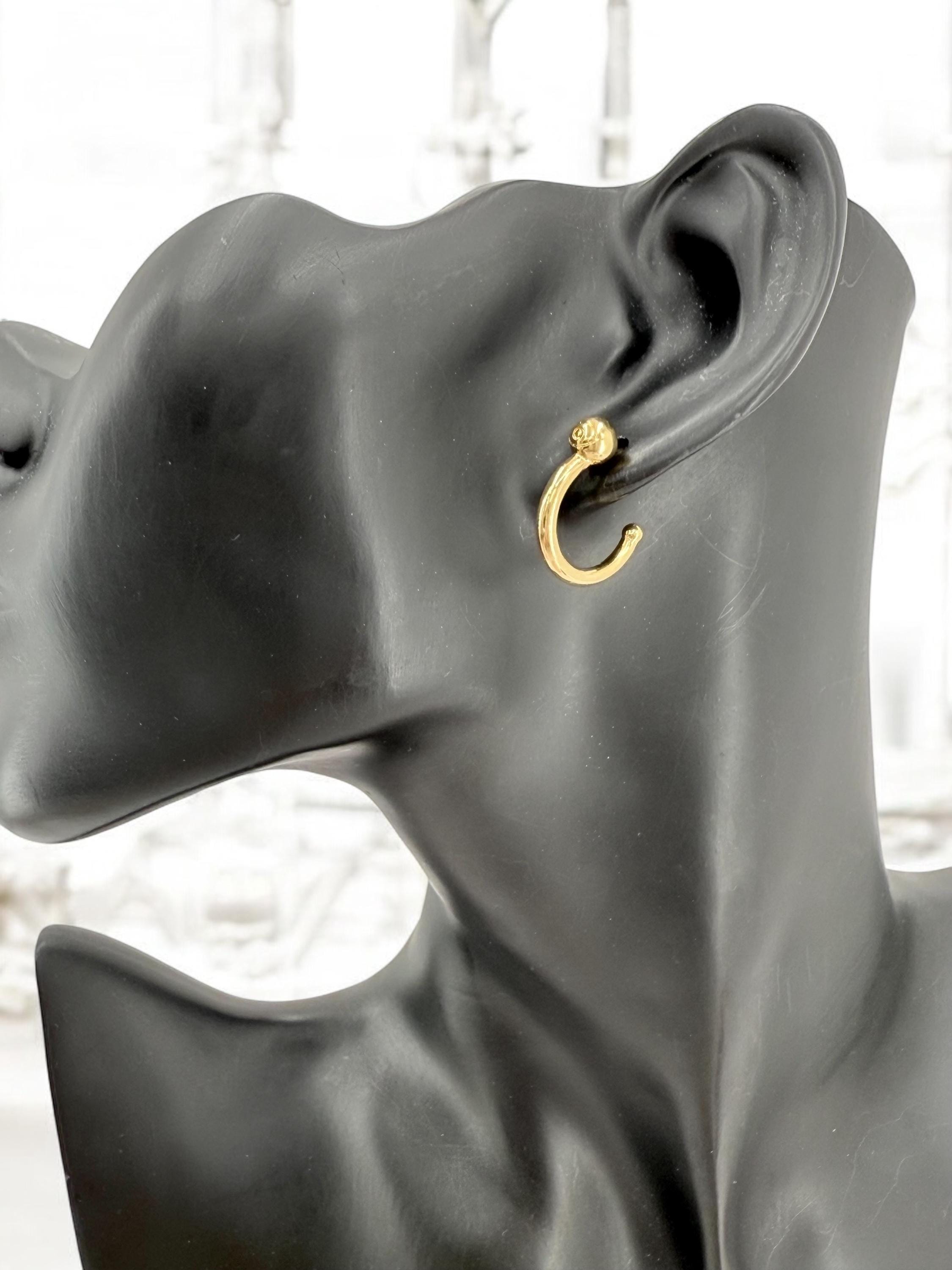 Medium Gold Hoop Earrings – Shiny Bohemian Hoops – 24k Gold Plated – Surgical Steel Post – Women’s Gift