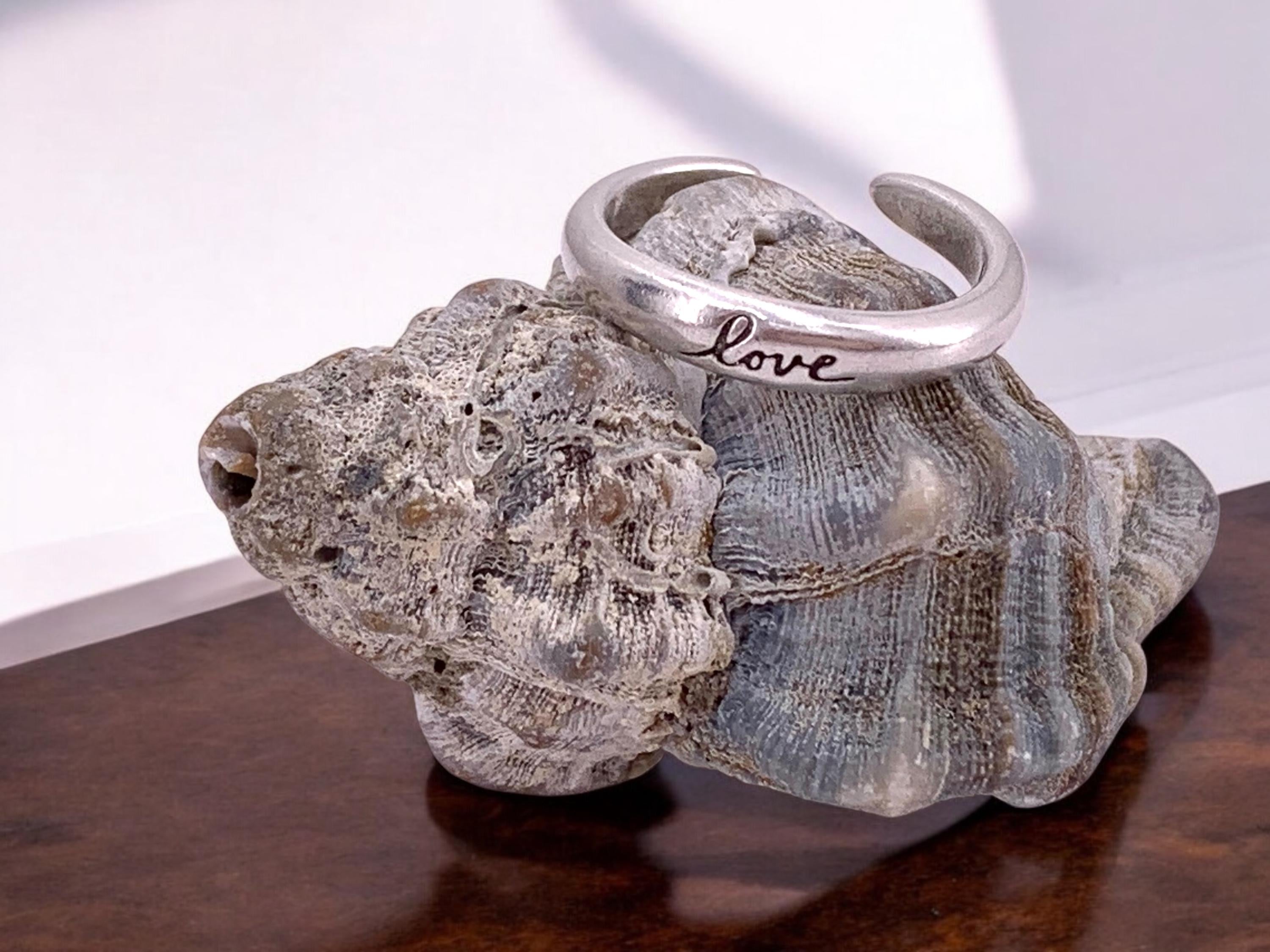 Stunning chunky silver ring with “love”- the perfect Valentine’s Day gift, dome ring, uno de 50 style, girlfriend gift, bold silver ring,