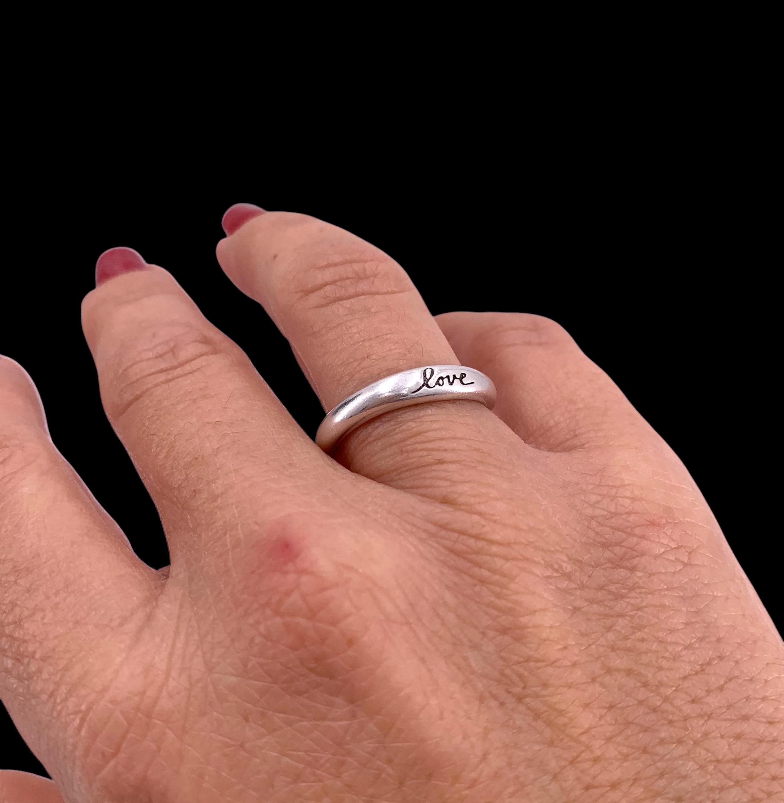 Stunning chunky silver ring with “love”- the perfect Valentine’s Day gift, dome ring, uno de 50 style, girlfriend gift, bold silver ring,