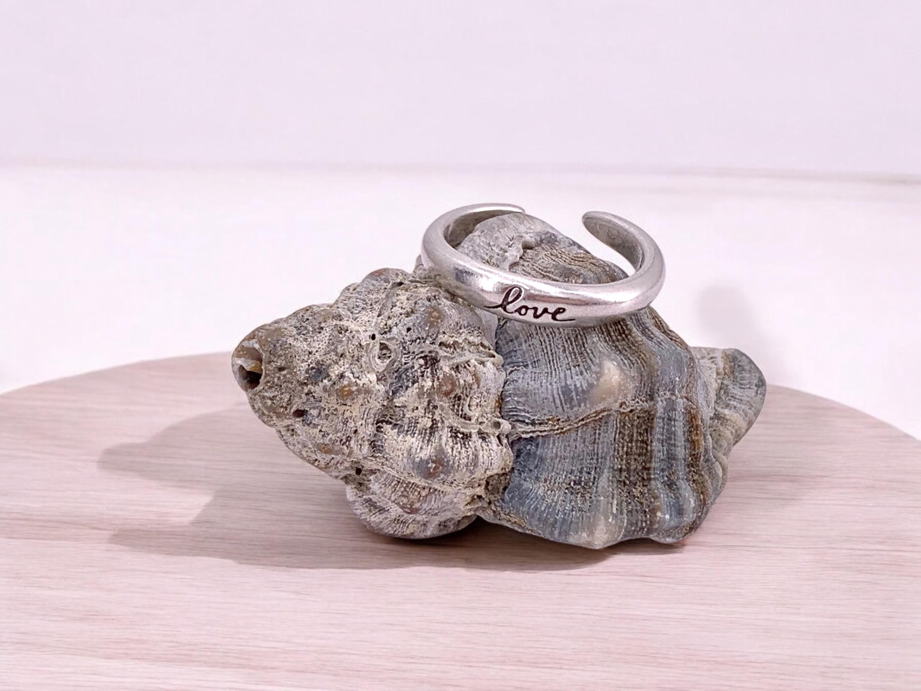 Stunning chunky silver ring with “love”- the perfect Valentine’s Day gift, dome ring, uno de 50 style, girlfriend gift, bold silver ring,