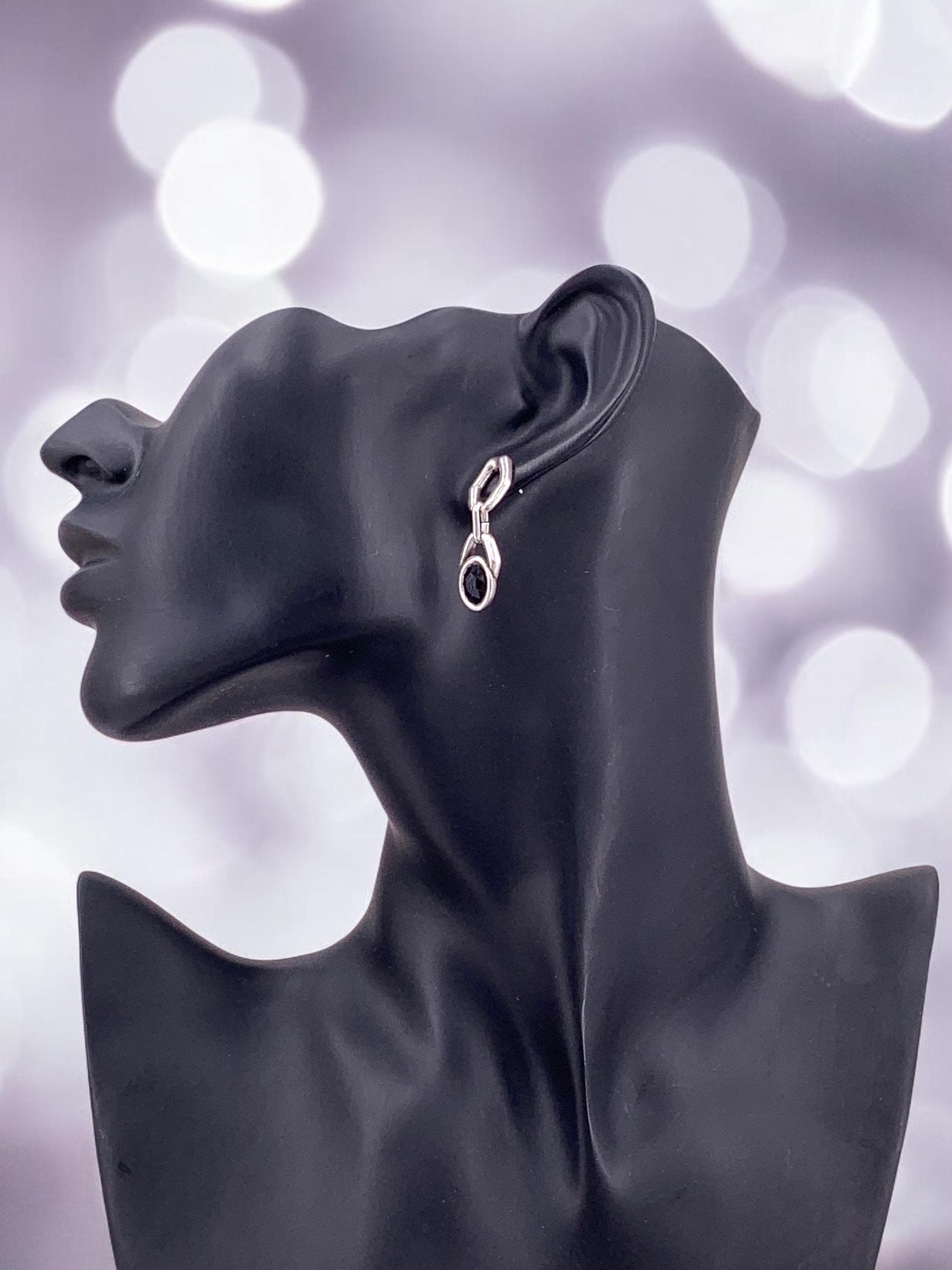 Bold Silver Earrings with Swarovski Crystal – Chunky Chain Statement Studs – Uno de 50 Style – Gift for Women - chain hypoallergenic earring