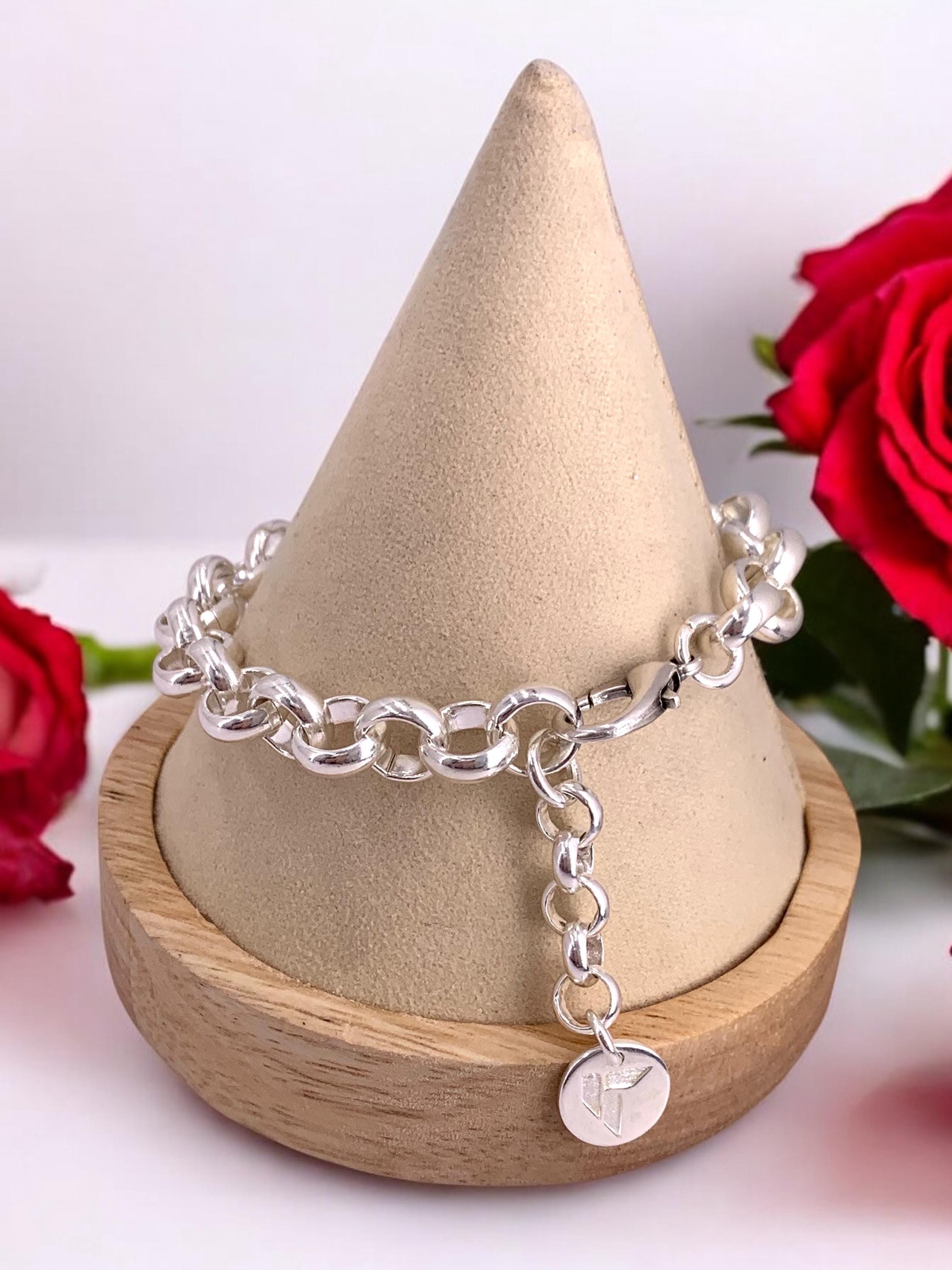 Chunky Silver chain bracelet with padlock, bold link rolo bracelet, heavyweight chain bracelet, voluminous bracelet, uno de 50 style, gift