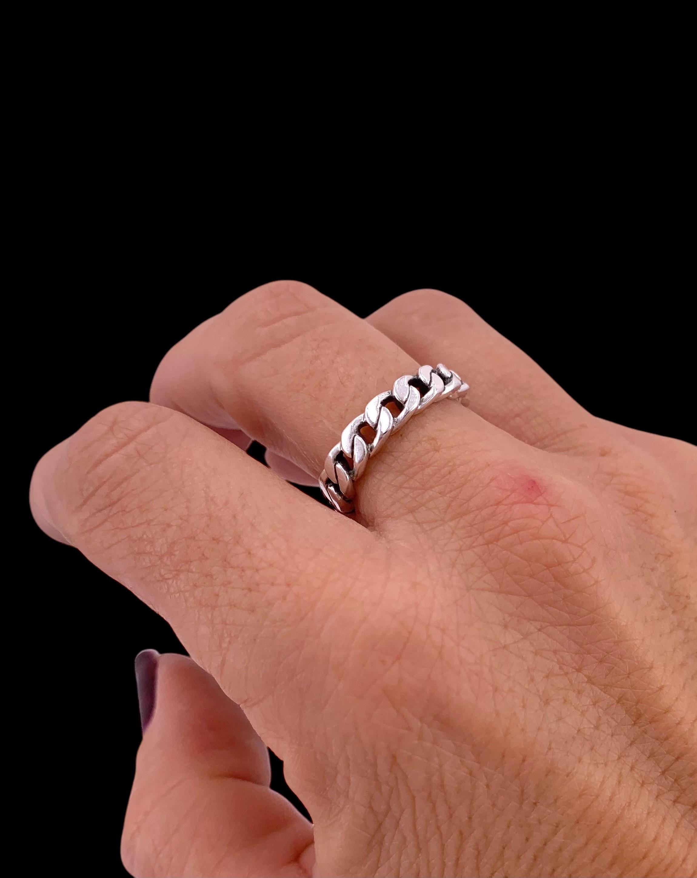 Chain ring, antique silver engraved ring, chunky ring, bold chain shaping ring, open tribal ring, statement silver ring, gift for friend,