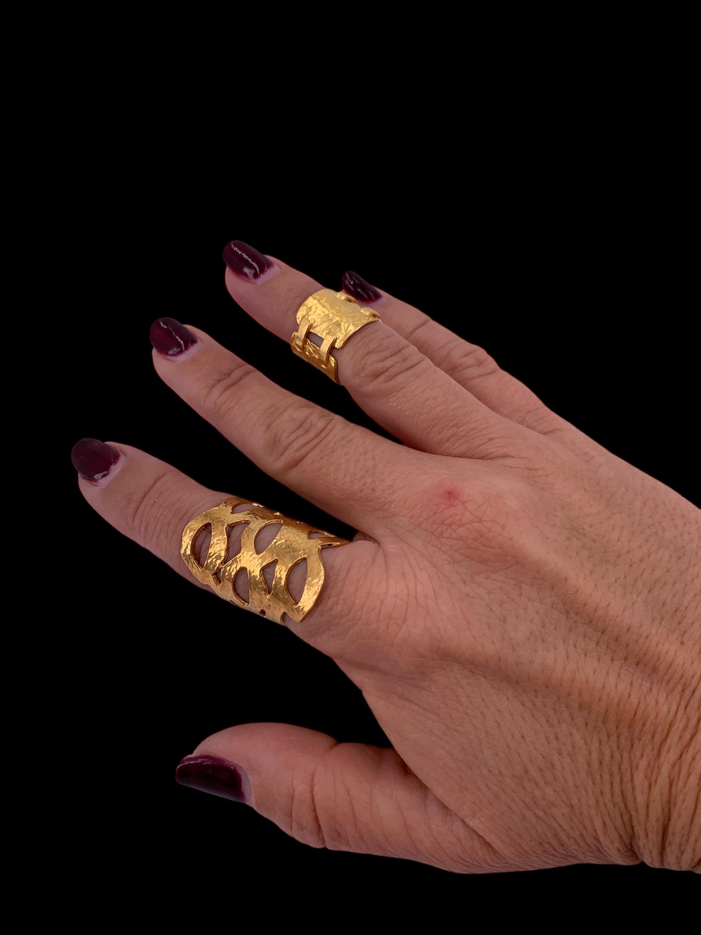 Layering triple band wide chunky silver or gold ring, statement hammered ring, adjustable bohemian ring for women, gift for her