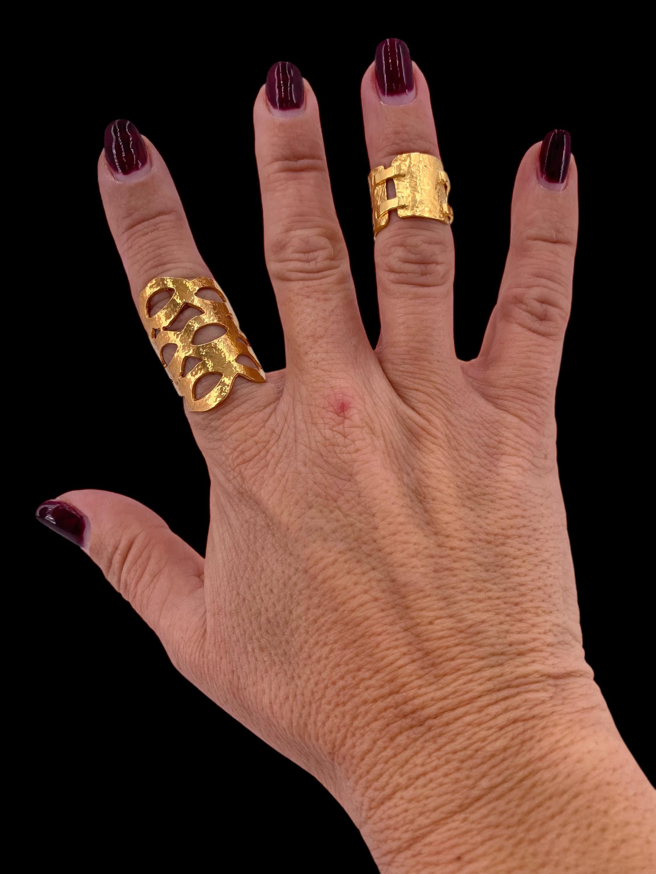 Layering triple band wide chunky silver or gold ring, statement hammered ring, adjustable bohemian ring for women, gift for her