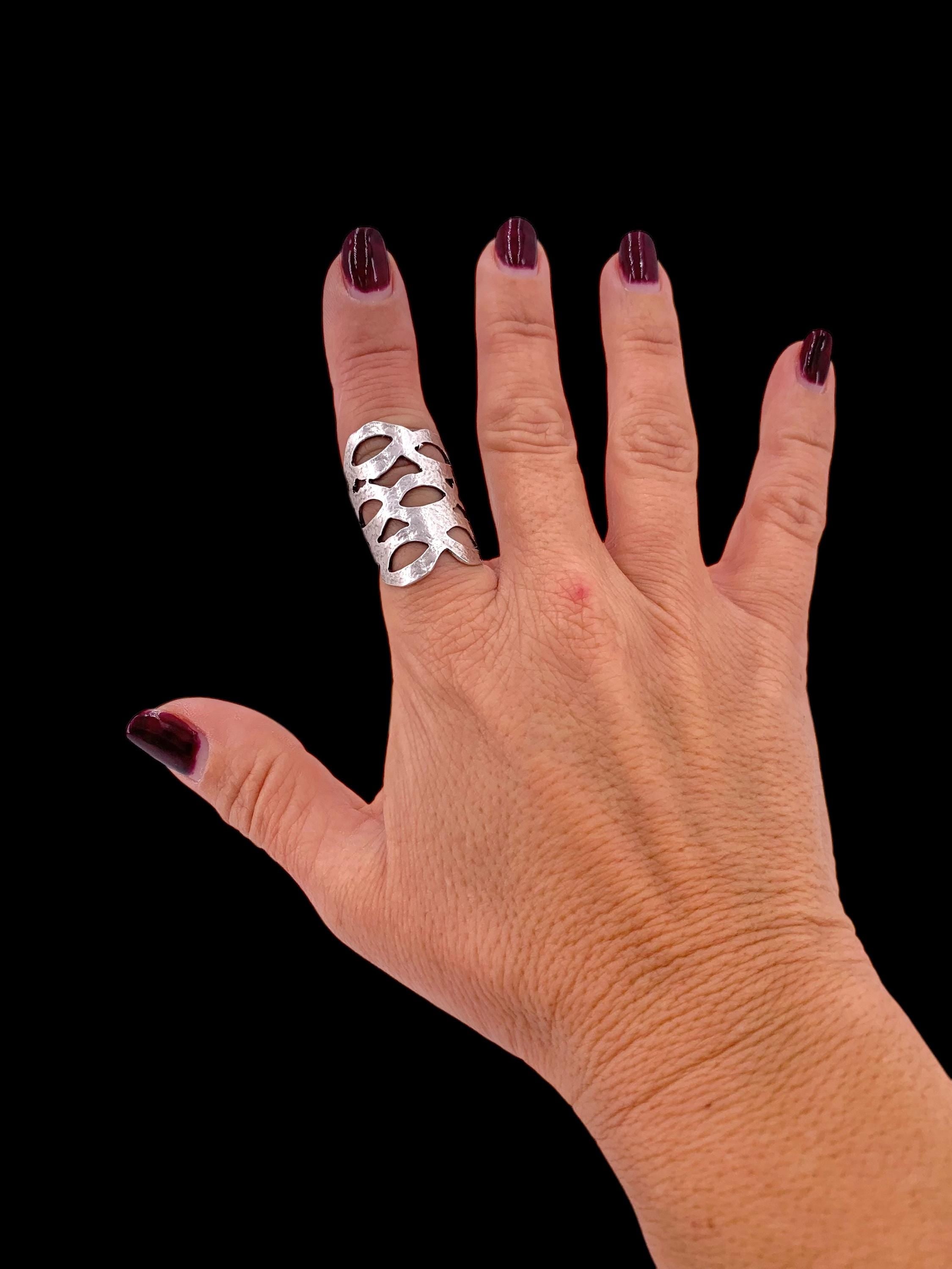 Layering triple band wide chunky silver or gold ring, statement hammered ring, adjustable bohemian ring for women, gift for her