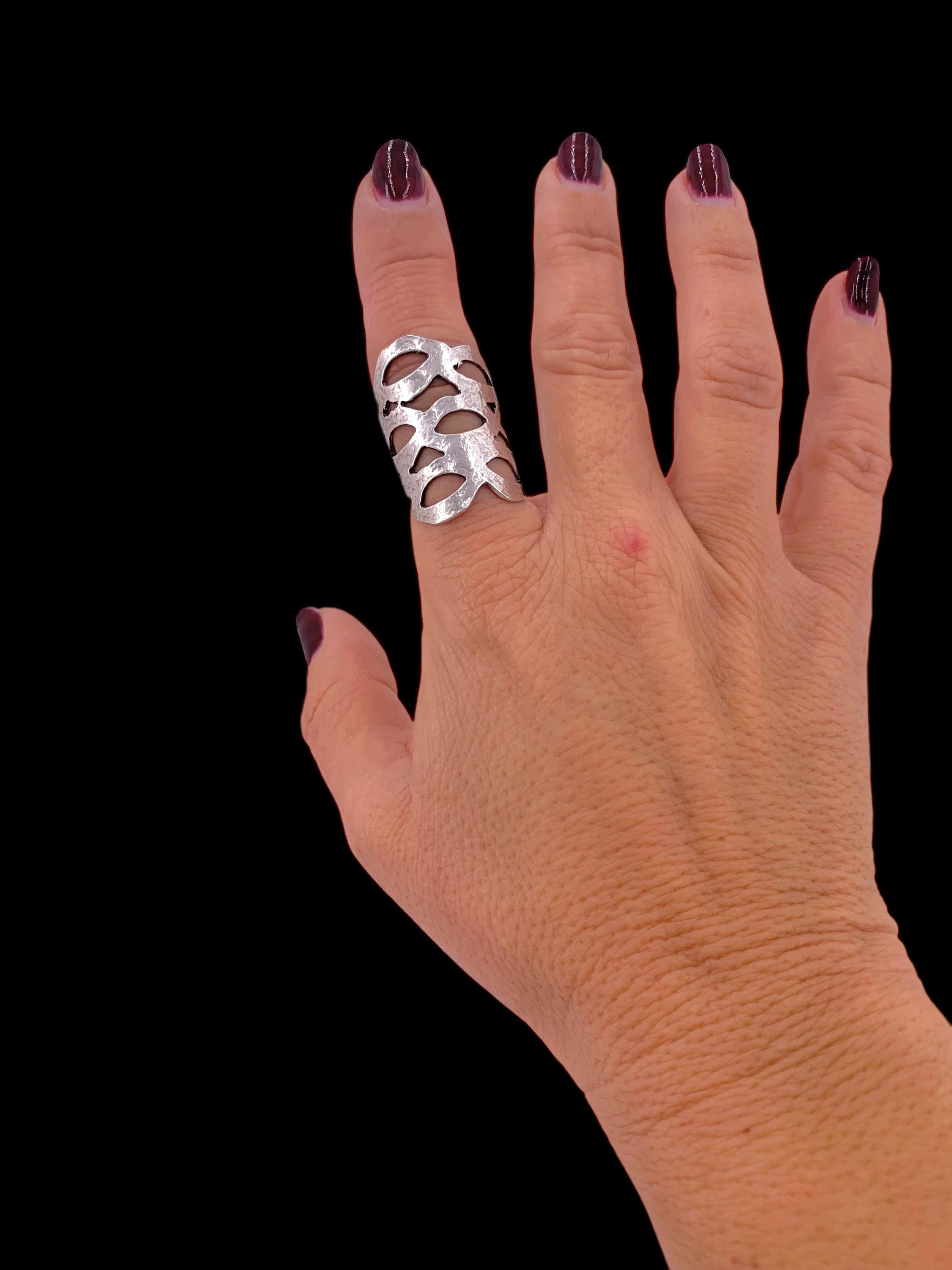 Layering triple band wide chunky silver or gold ring, statement hammered ring, adjustable bohemian ring for women, gift for her