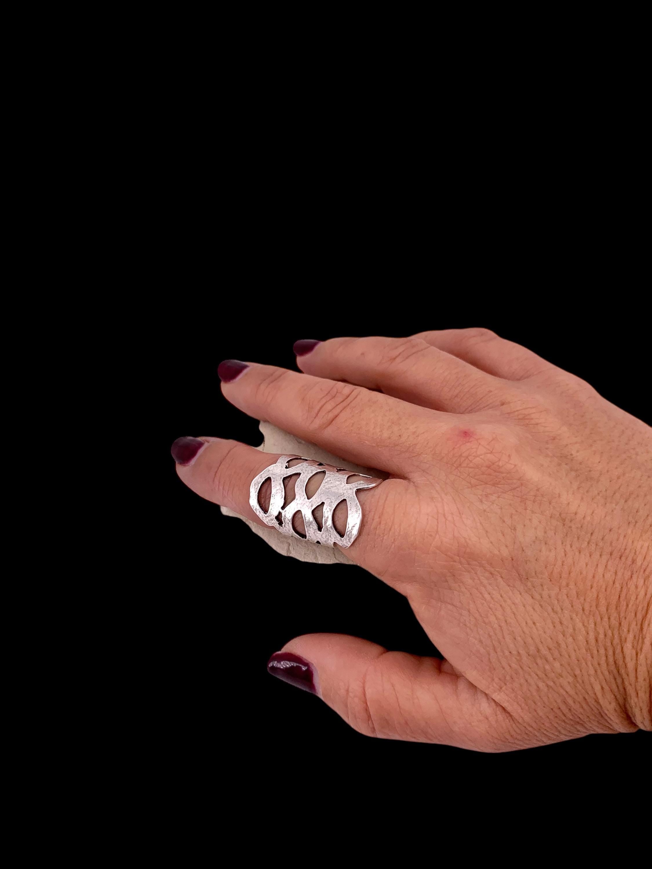 Layering triple band wide chunky silver or gold ring, statement hammered ring, adjustable bohemian ring for women, gift for her