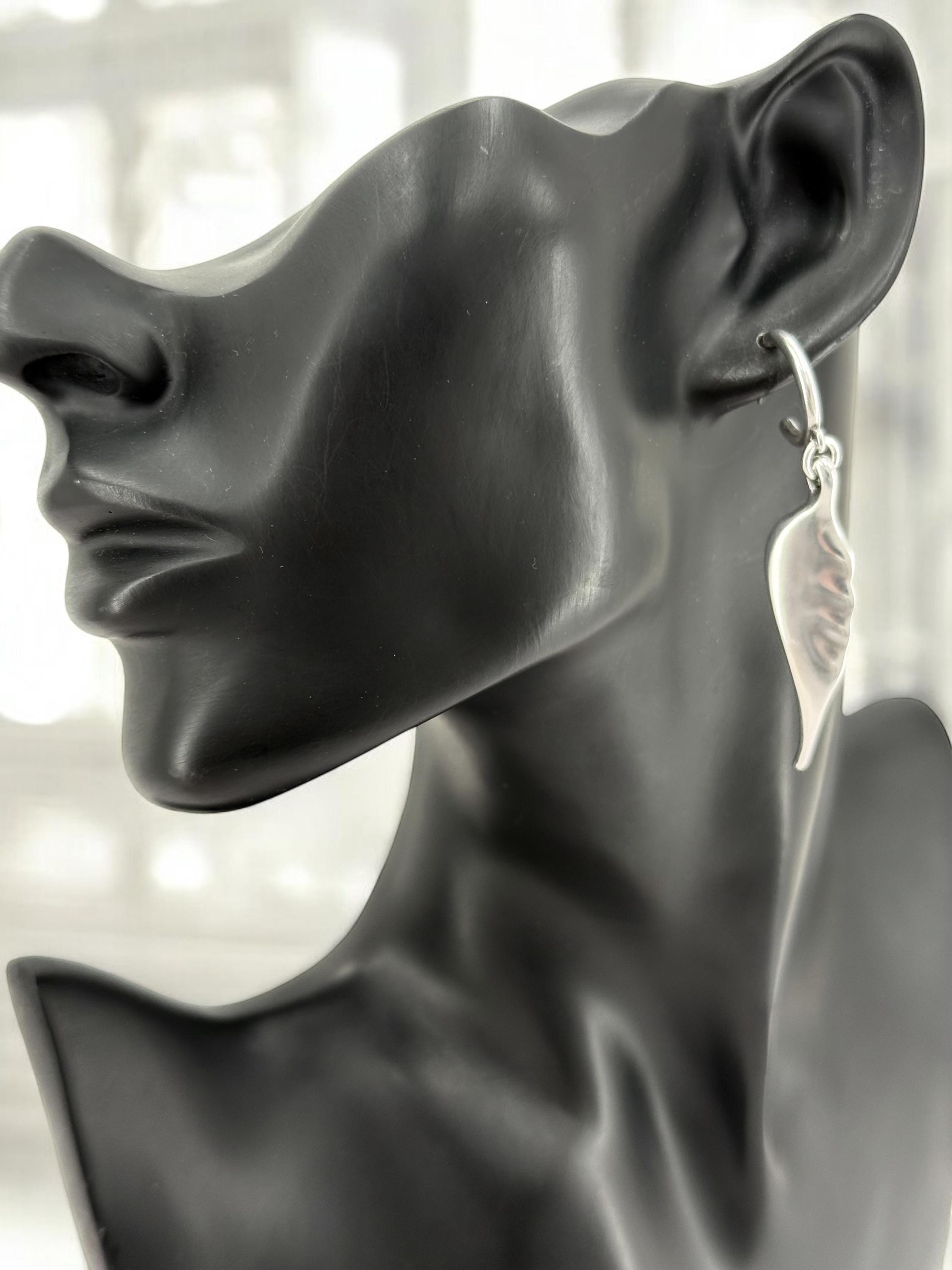 Boho Hoop Earrings with Large Dangling Angel Wings – Sillver long Feminine & Sculptural Statement bold Jewelry – Elegant Gift for Women -