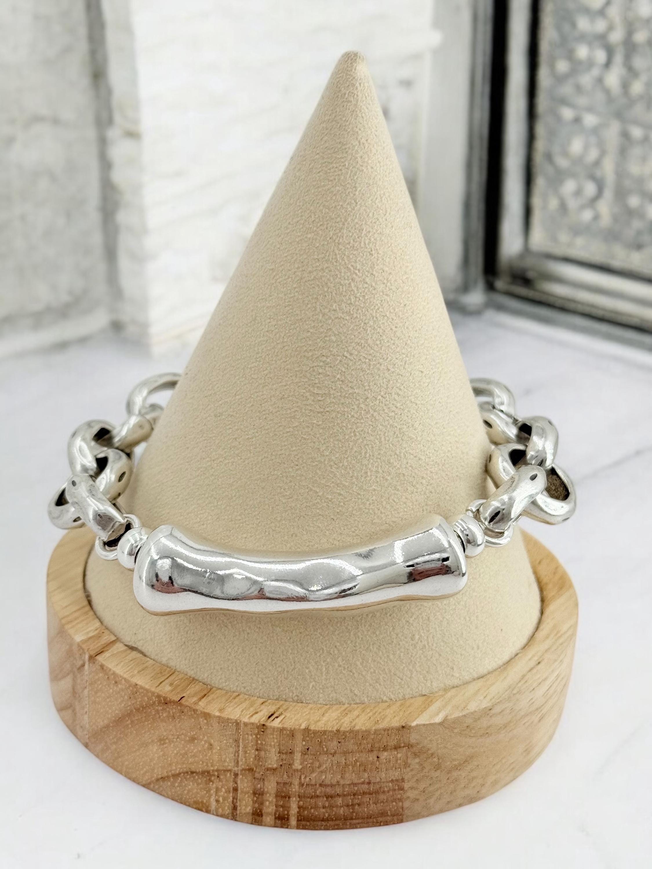 Chunky silver bracelet, tube bracelet, silver bold bracelet, silver chain bracelet, thick link bracelet, uno de 50 style, statement bracelet