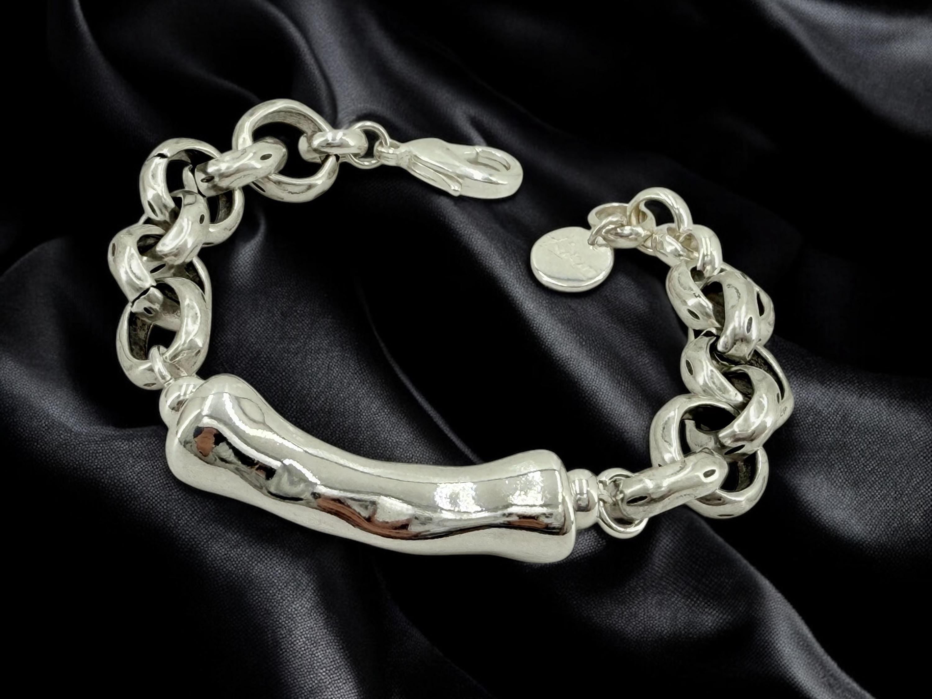 Chunky silver bracelet, tube bracelet, silver bold bracelet, silver chain bracelet, thick link bracelet, uno de 50 style, statement bracelet