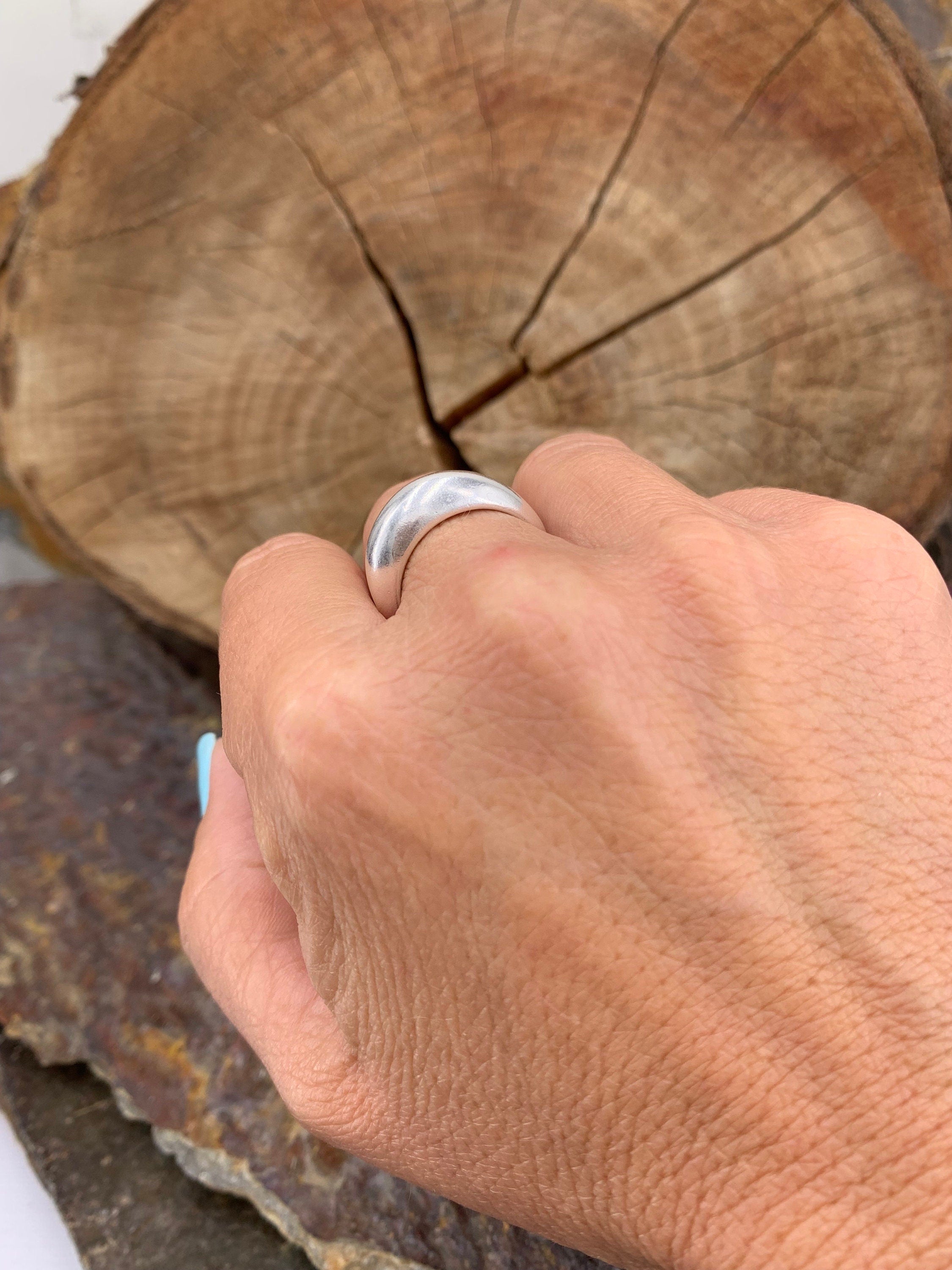 Chunky silver ring, Dome ring, bold silver ring, statement silver ring, bulky wide ring, bohemian ring, uno de 50 style, gift for women