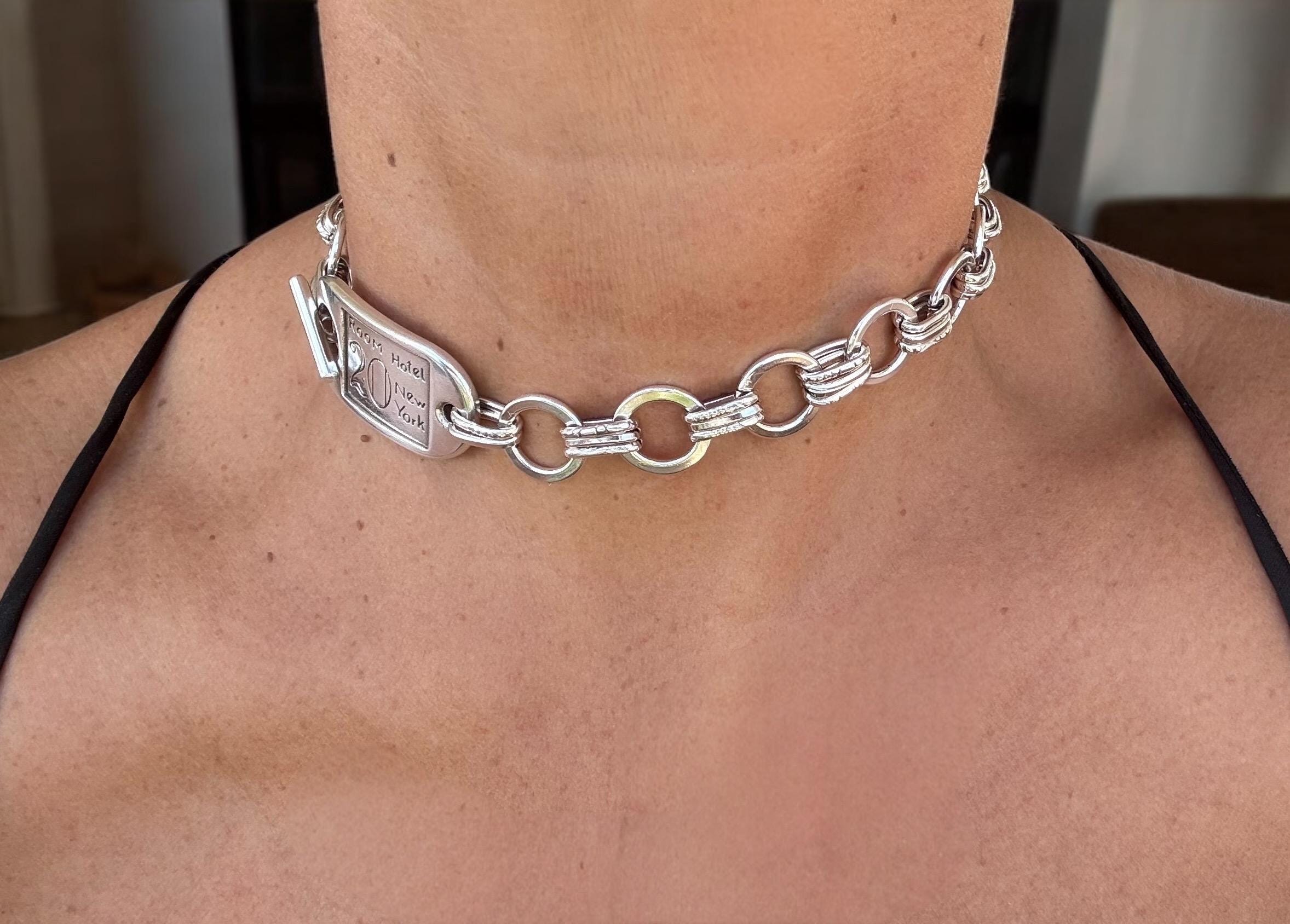 Bold Silver Chain chuny Choker with Statement Toggle – Sculptural ID-Inspired Necklace in Adjustable Lengths - Sculptural necklace