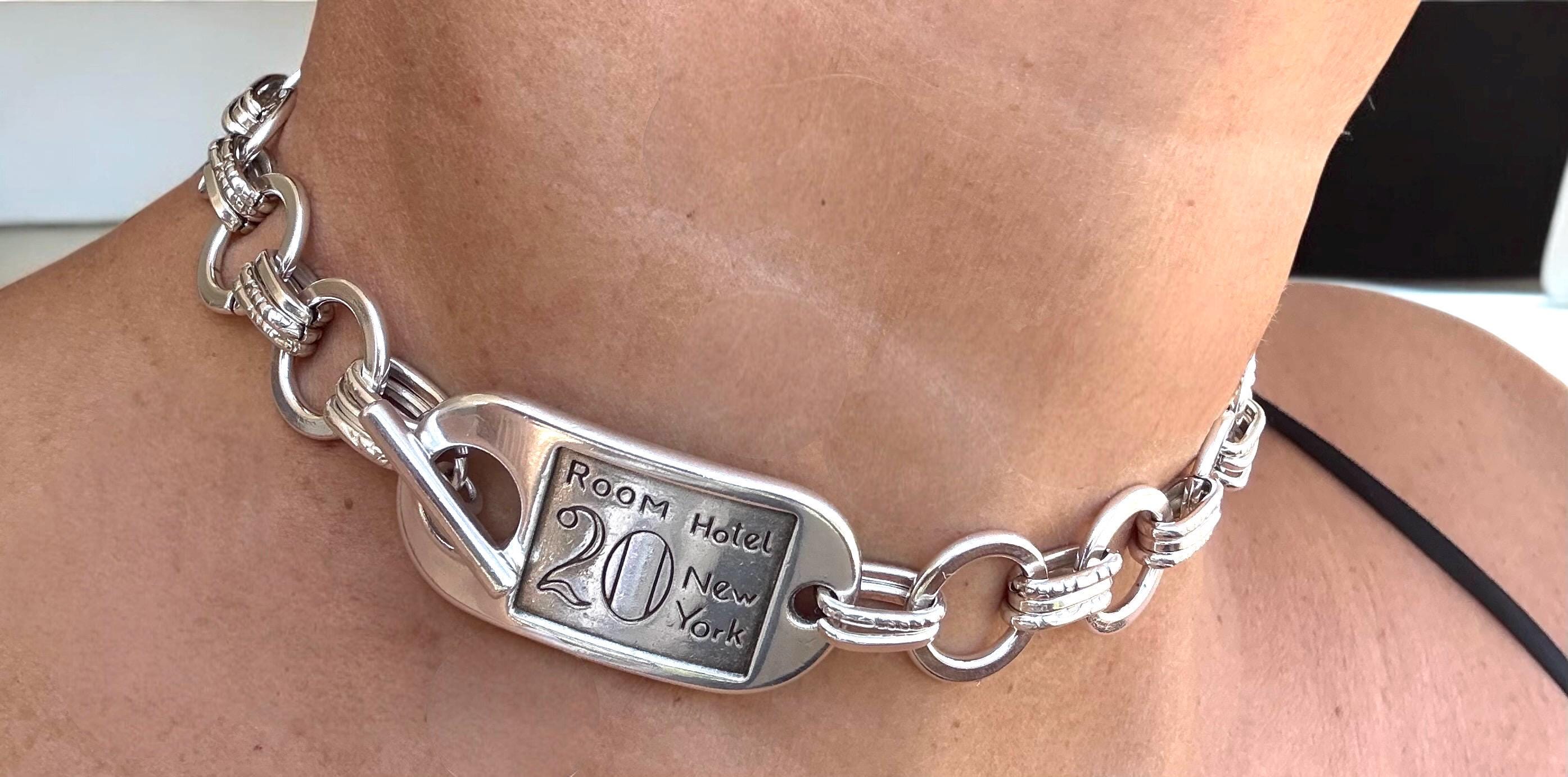 Bold Silver Chain chuny Choker with Statement Toggle – Sculptural ID-Inspired Necklace in Adjustable Lengths - Sculptural necklace