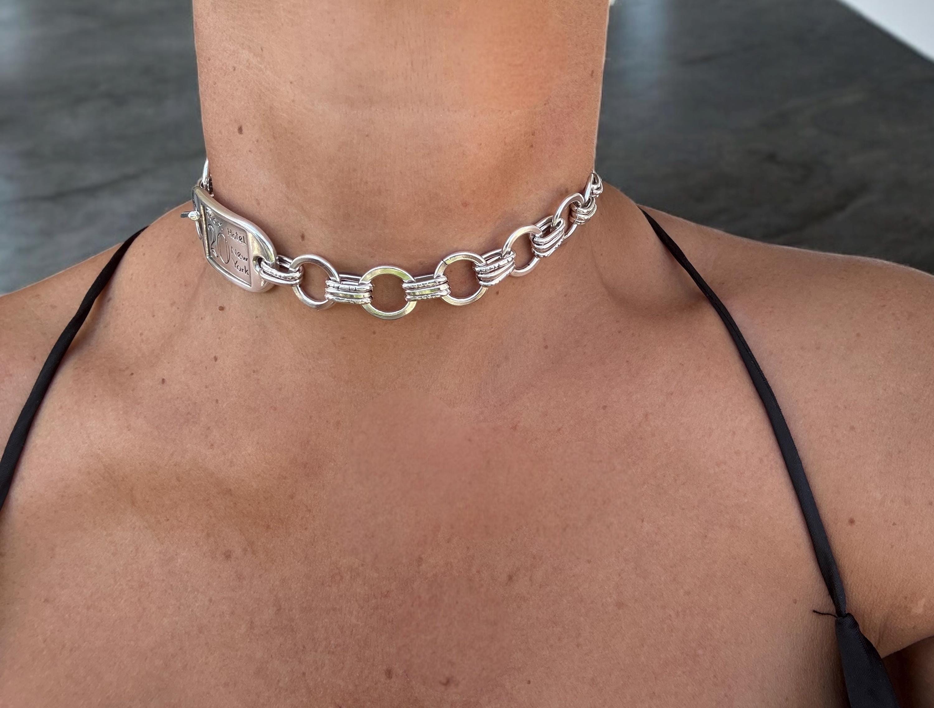 Bold Silver Chain chuny Choker with Statement Toggle – Sculptural ID-Inspired Necklace in Adjustable Lengths - Sculptural necklace