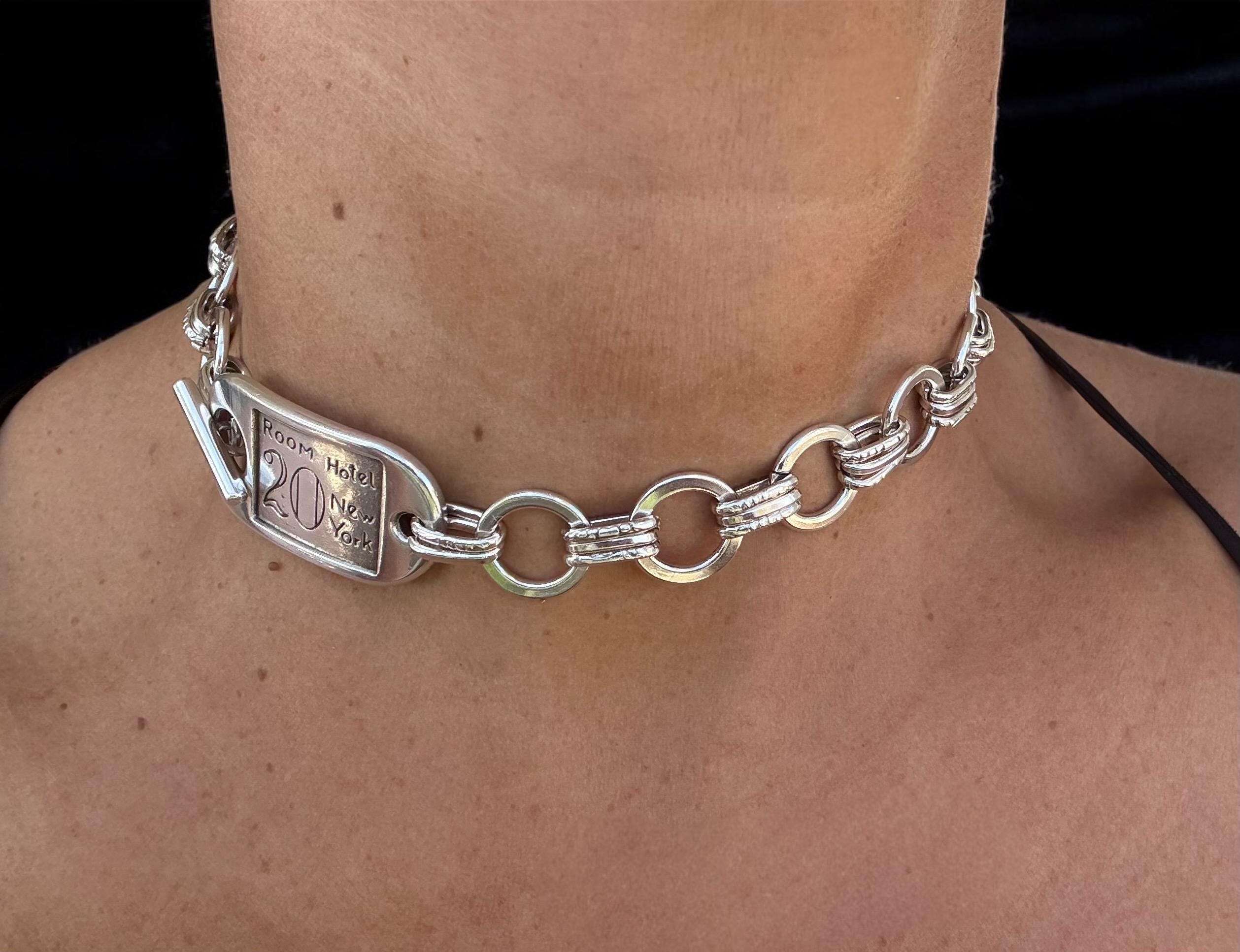 Bold Silver Chain chuny Choker with Statement Toggle – Sculptural ID-Inspired Necklace in Adjustable Lengths - Sculptural necklace