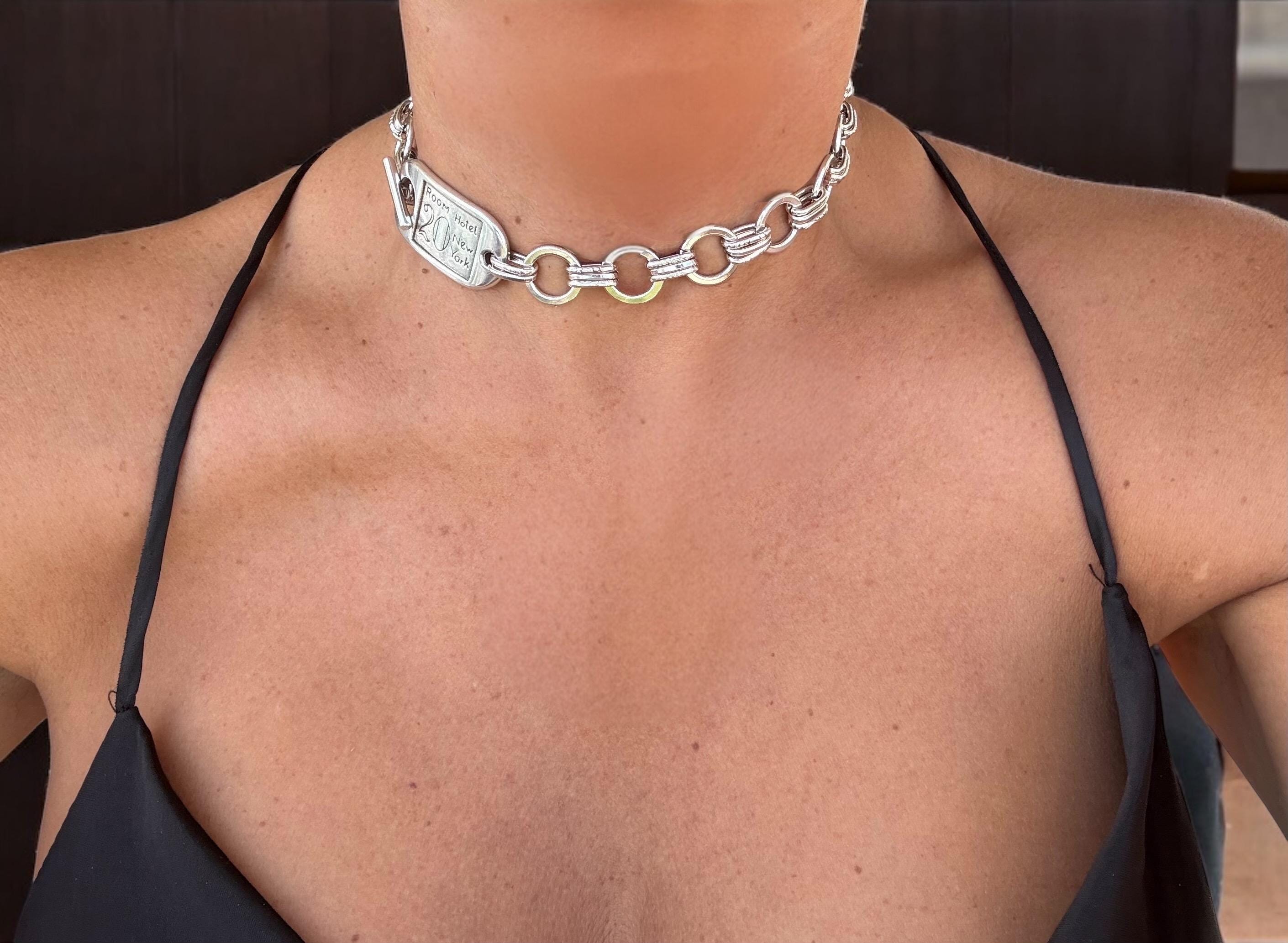 Bold Silver Chain chuny Choker with Statement Toggle – Sculptural ID-Inspired Necklace in Adjustable Lengths - Sculptural necklace