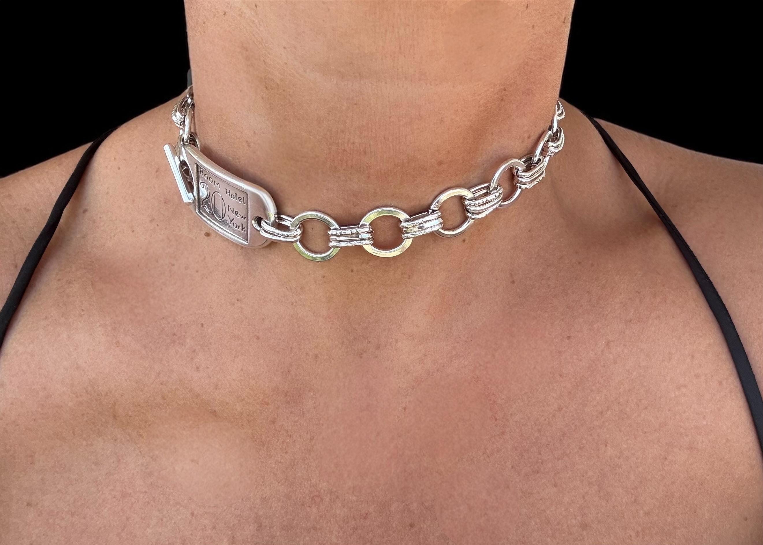 Bold Silver Chain chuny Choker with Statement Toggle – Sculptural ID-Inspired Necklace in Adjustable Lengths - Sculptural necklace