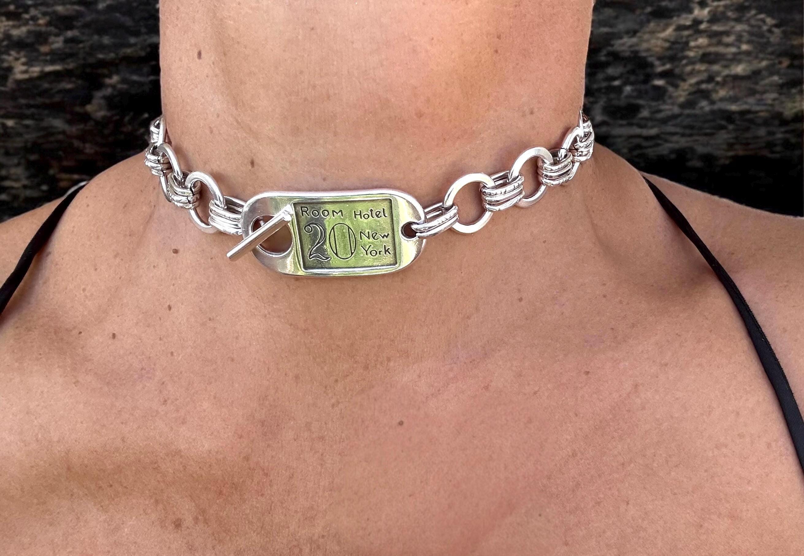 Bold Silver Chain chuny Choker with Statement Toggle – Sculptural ID-Inspired Necklace in Adjustable Lengths - Sculptural necklace