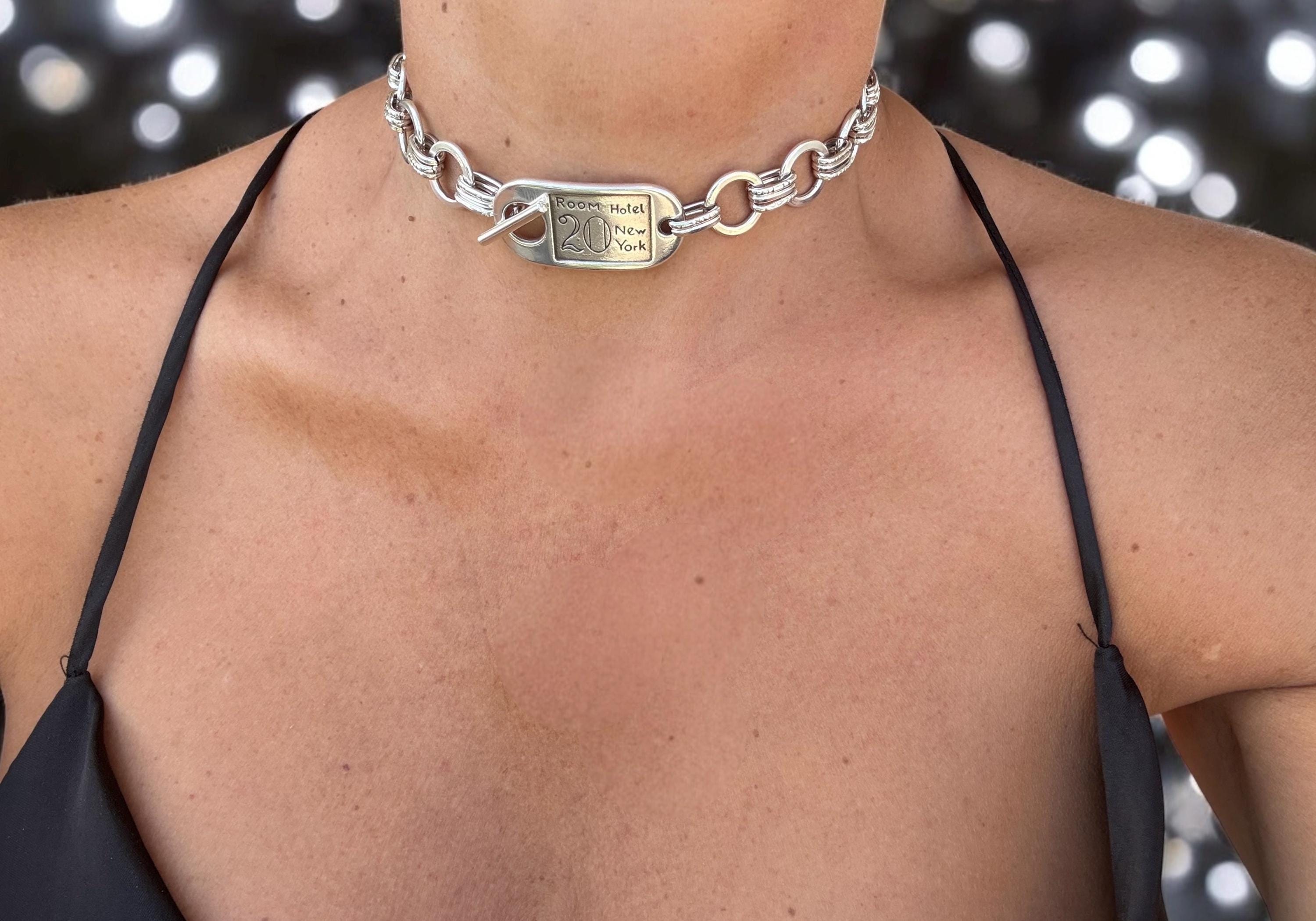 Bold Silver Chain chuny Choker with Statement Toggle – Sculptural ID-Inspired Necklace in Adjustable Lengths - Sculptural necklace