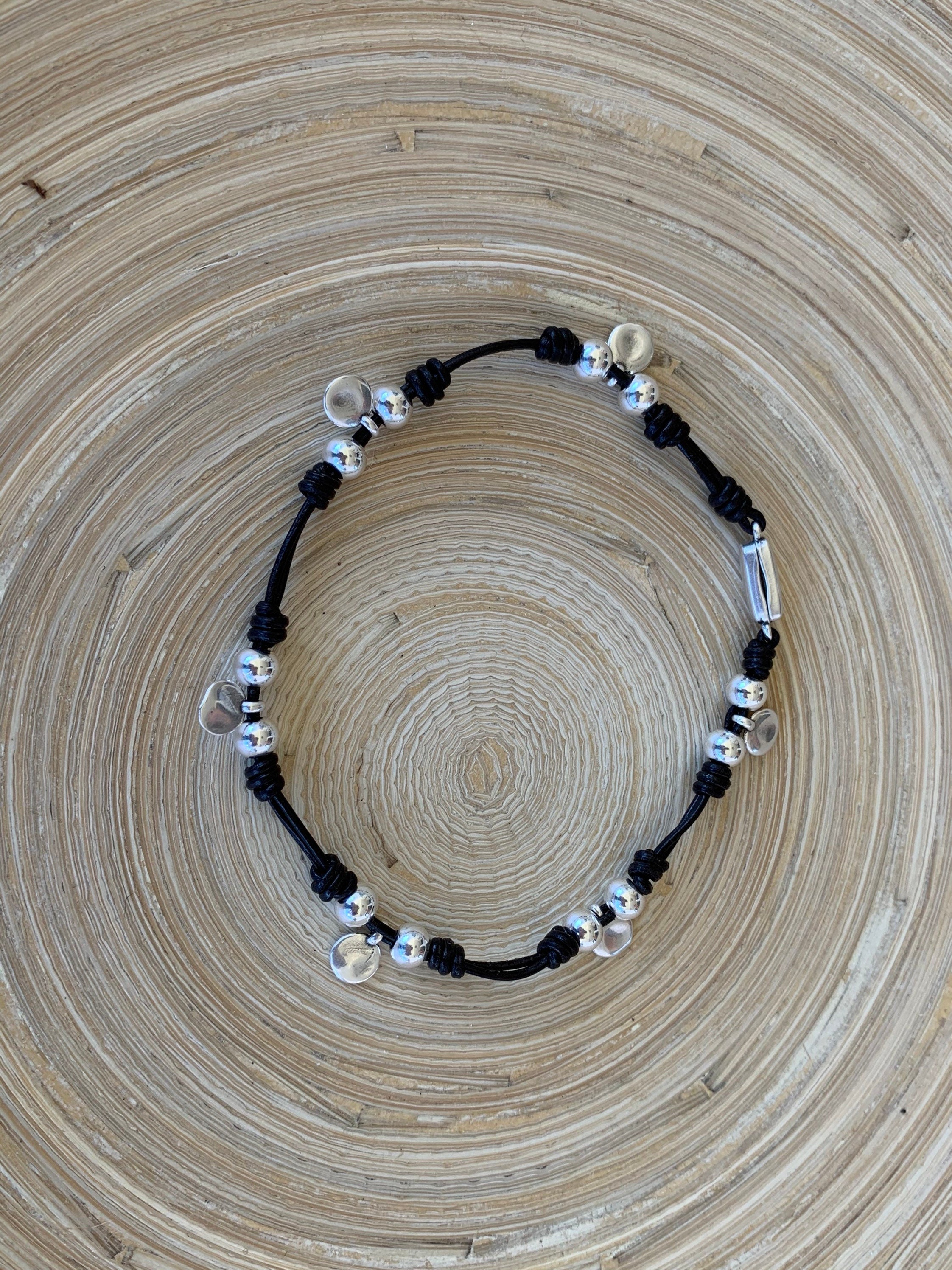 Beach anklet, leather anklet, Boho anklet, Swarovski leather anklet, sea anklet, beach anklet, surf anklet, silver anklet,