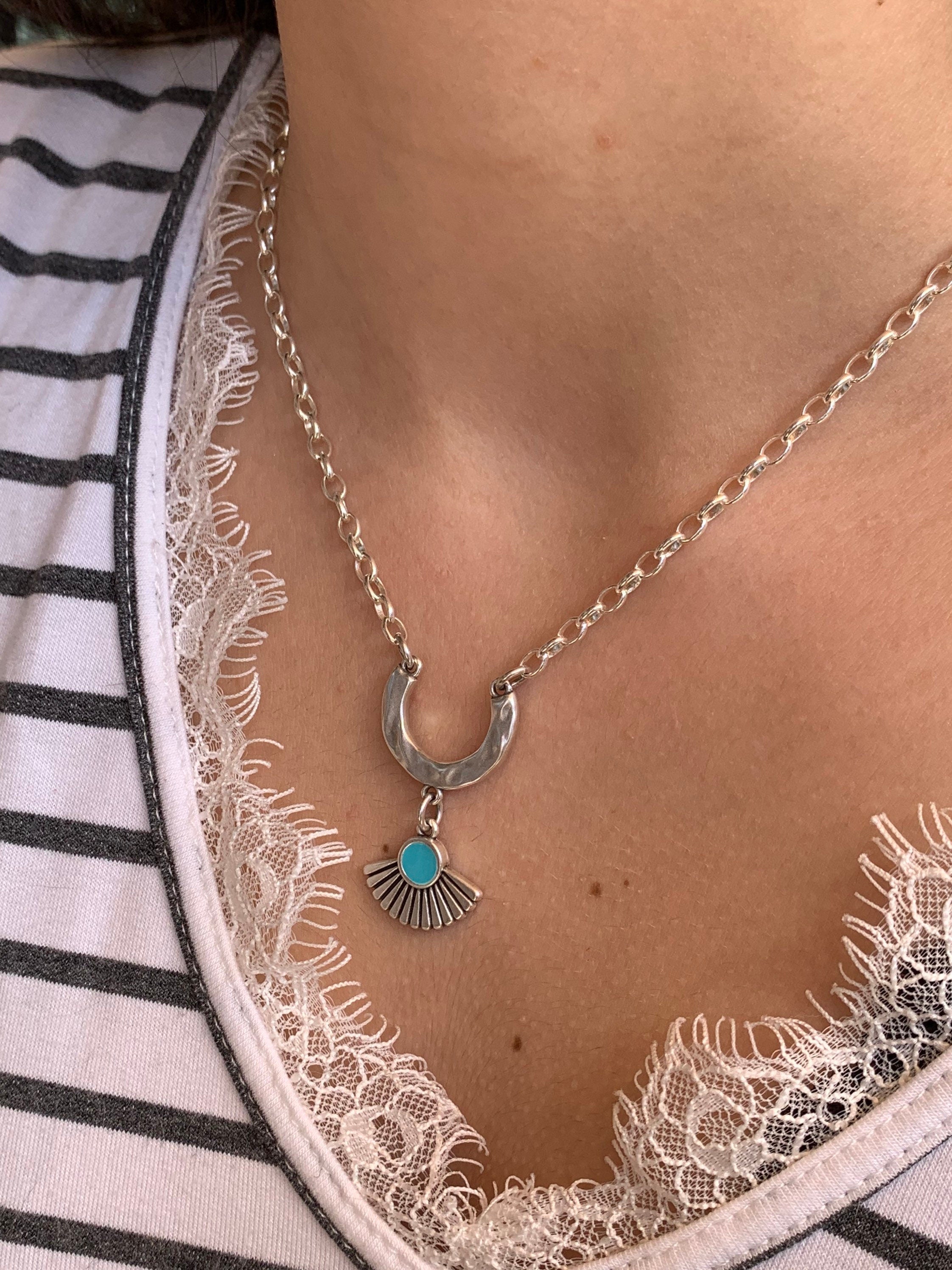 Boho Tribal Earrings – Turquoise Enamel & Silver – hypoallergenic – Handmade Kukuri Jewelry - everyday