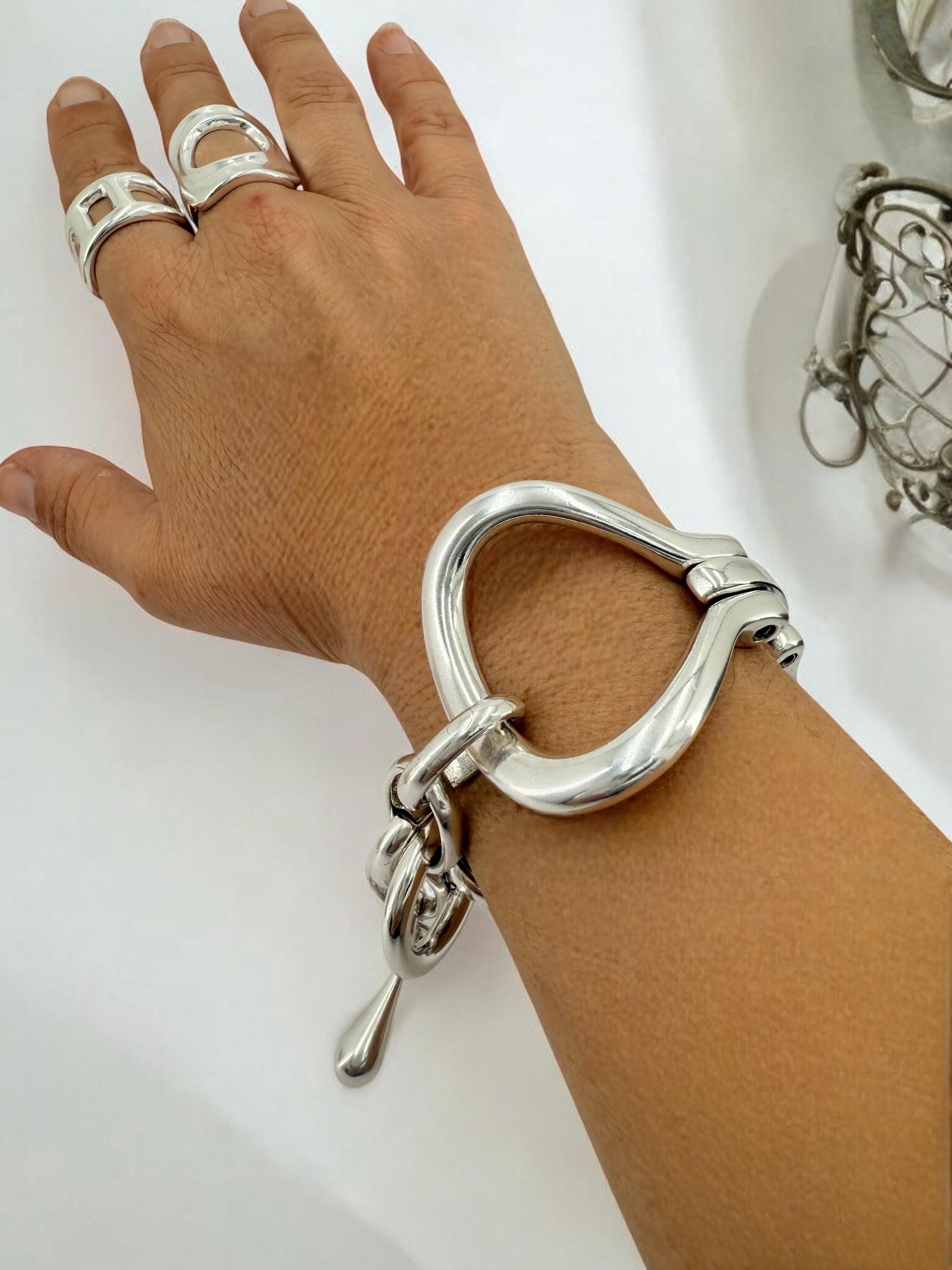 Silver bracelet, chunky silver cuff, bold chain bracelet, uno de 50 style, gift for her, hypoallergenic, high-quality silver-plated zamak