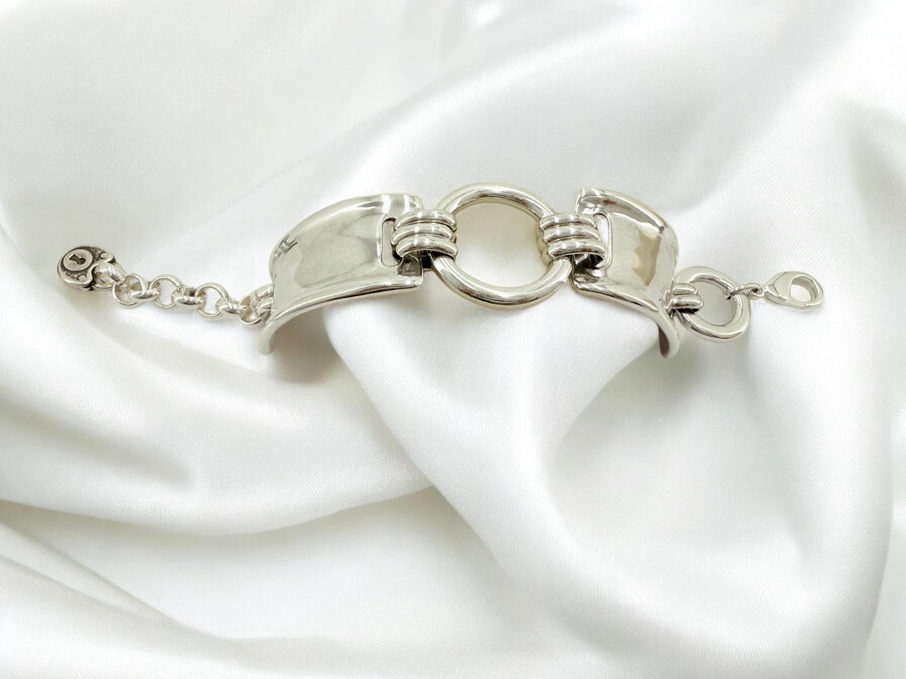 Chunky silver bracelet, cuff bracelet, silver bold bracelet, silver chain bracelet, thick link bracelet, uno de 50 style, statement bracelet