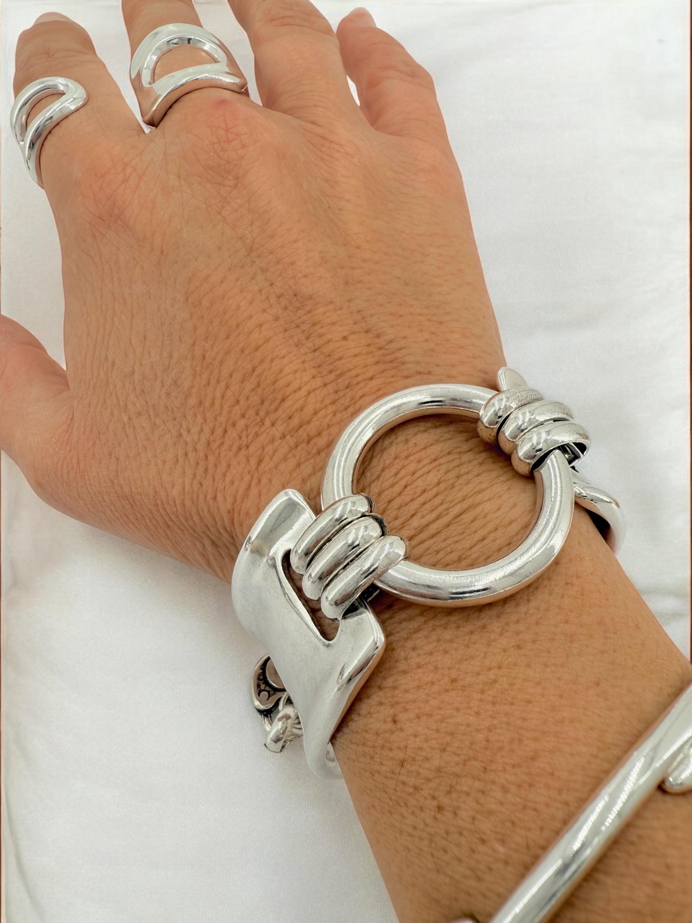 Chunky silver bracelet, cuff bracelet, silver bold bracelet, silver chain bracelet, thick link bracelet, uno de 50 style, statement bracelet