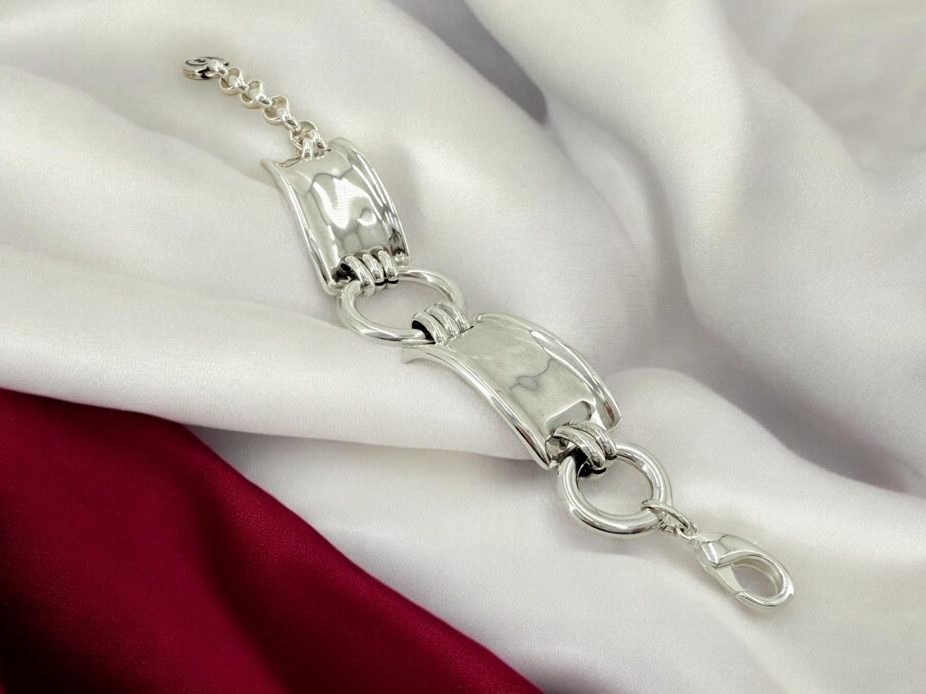 Chunky silver bracelet, cuff bracelet, silver bold bracelet, silver chain bracelet, thick link bracelet, uno de 50 style, statement bracelet