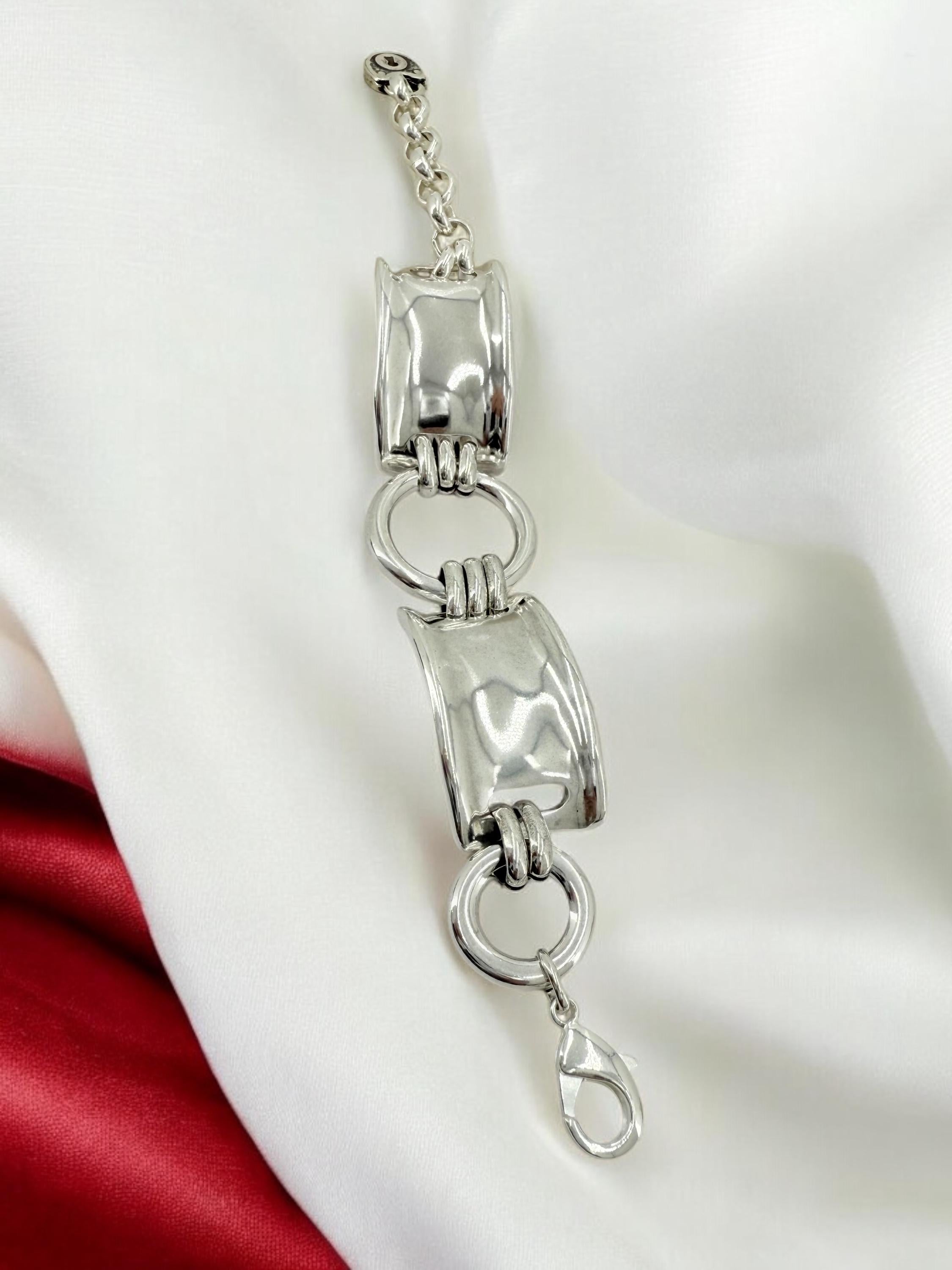 Chunky silver bracelet, cuff bracelet, silver bold bracelet, silver chain bracelet, thick link bracelet, uno de 50 style, statement bracelet