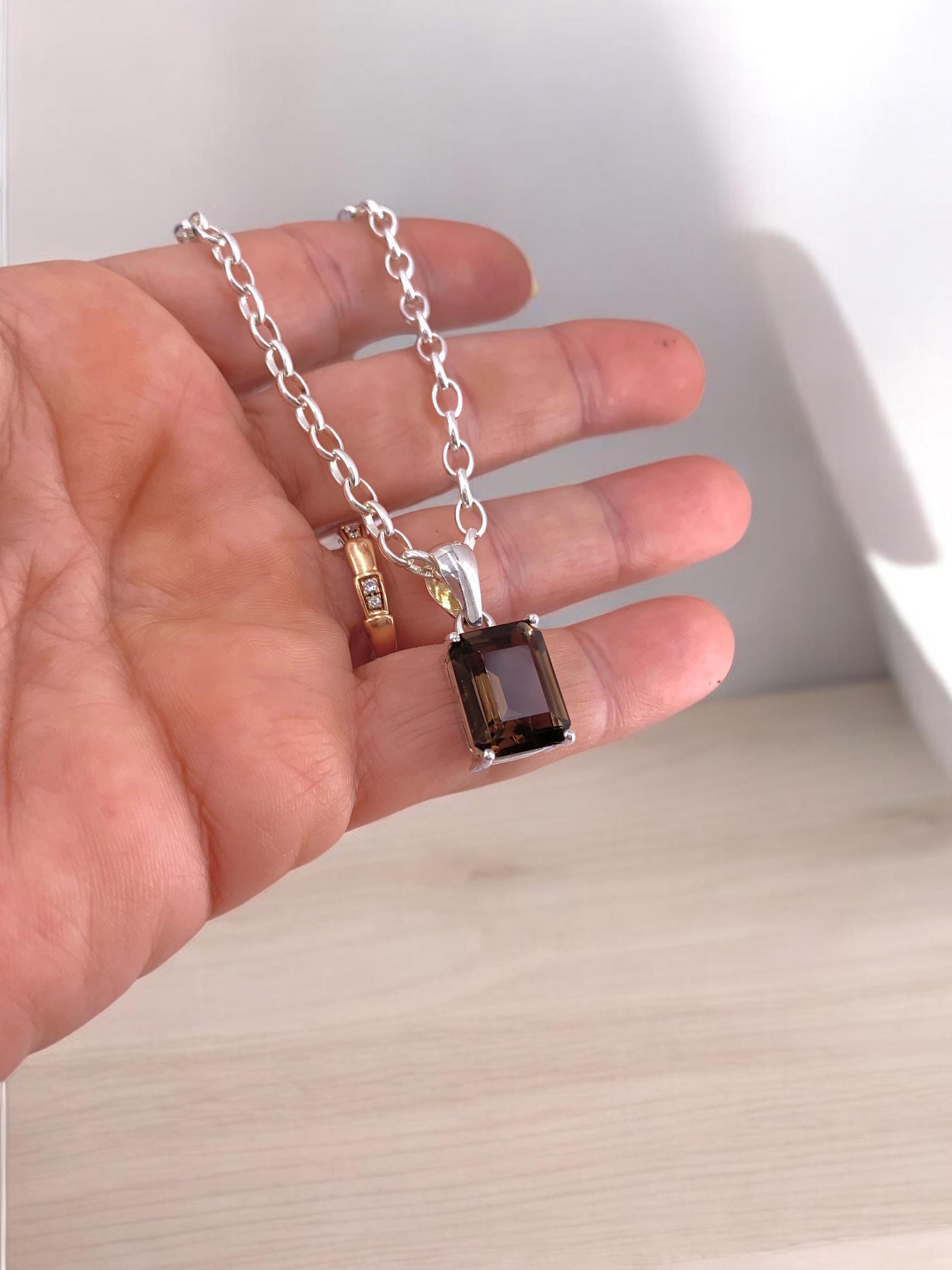 Honey Quartz Sterling Silver Pendant necklace, Quartz Statement Pendant, Large Gemstone Pendant, Gold Quartz, Gift for Her, Chunky Pendant