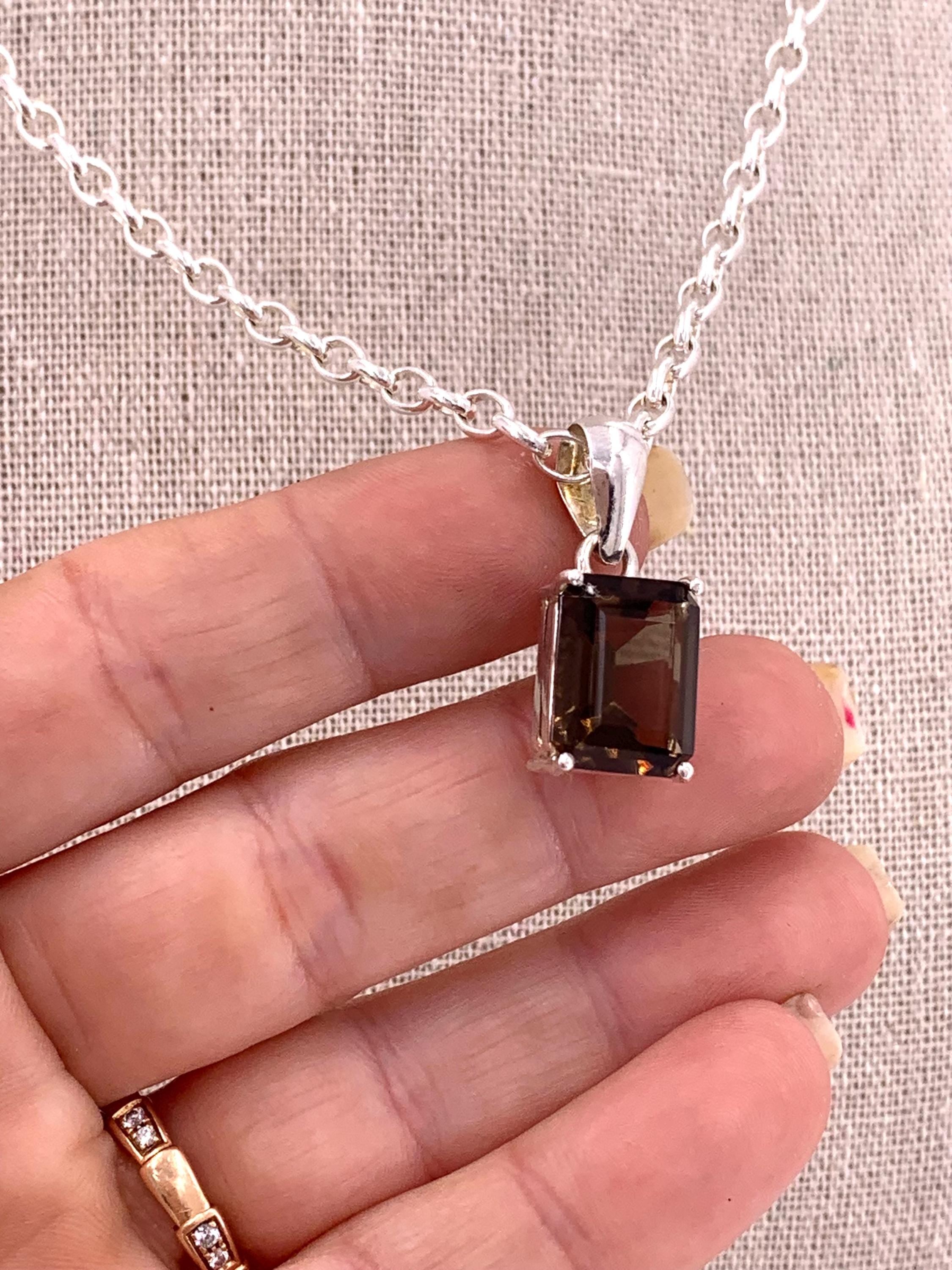 Honey Quartz Sterling Silver Pendant necklace, Quartz Statement Pendant, Large Gemstone Pendant, Gold Quartz, Gift for Her, Chunky Pendant