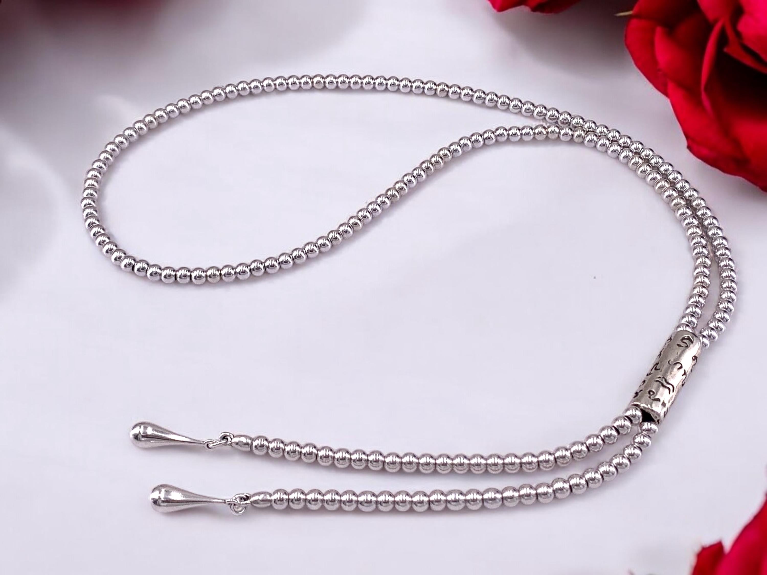 Bold Silver Beaded Lariat Necklace – Extra Long Statement Jewelry with Chunky Drop Ends – Sculptural Gift for Women - uno de 50 Style