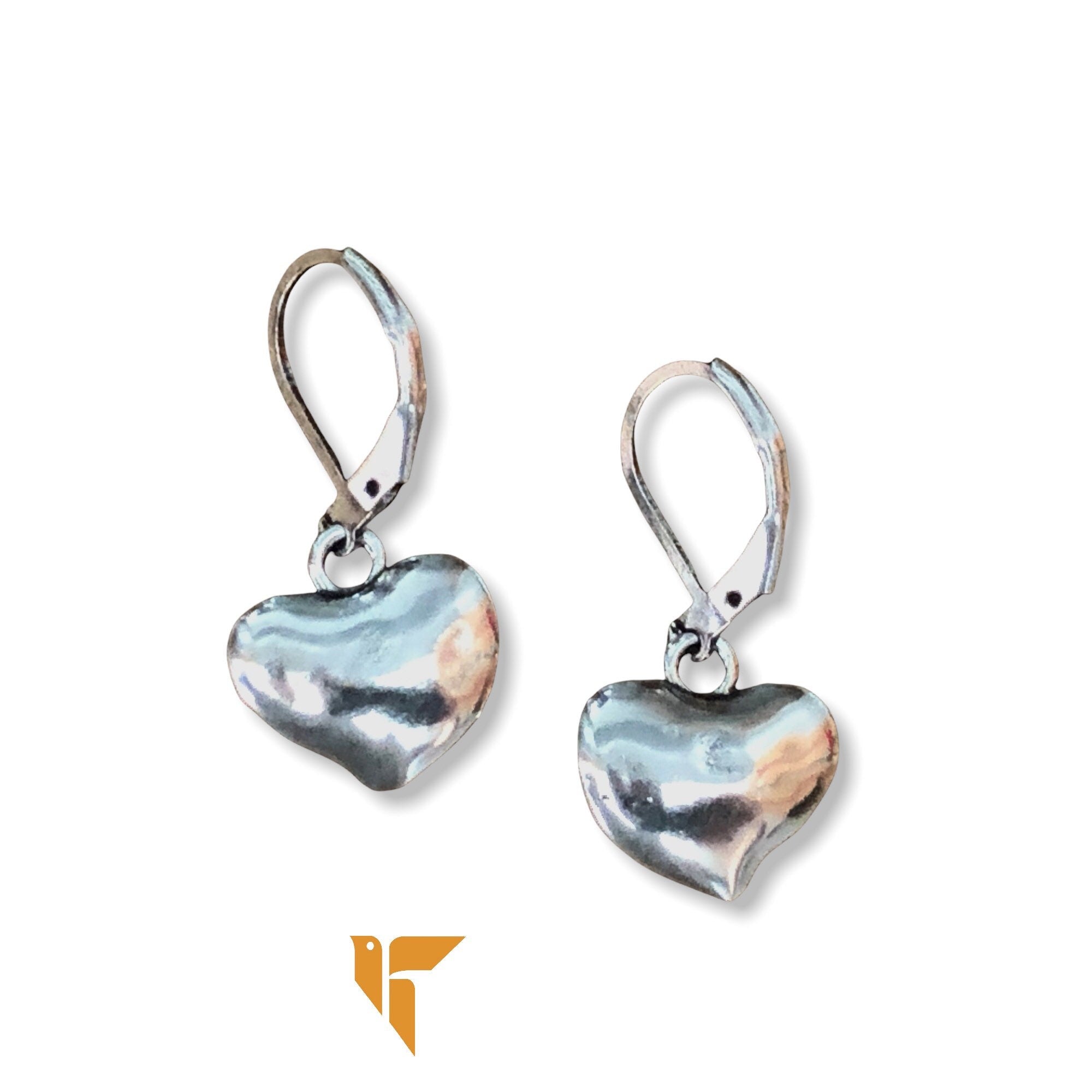 dangling hearts pendant silver hook earring for women, dropped heart earrings, bohemian style earrings for women gift, romantic earrings