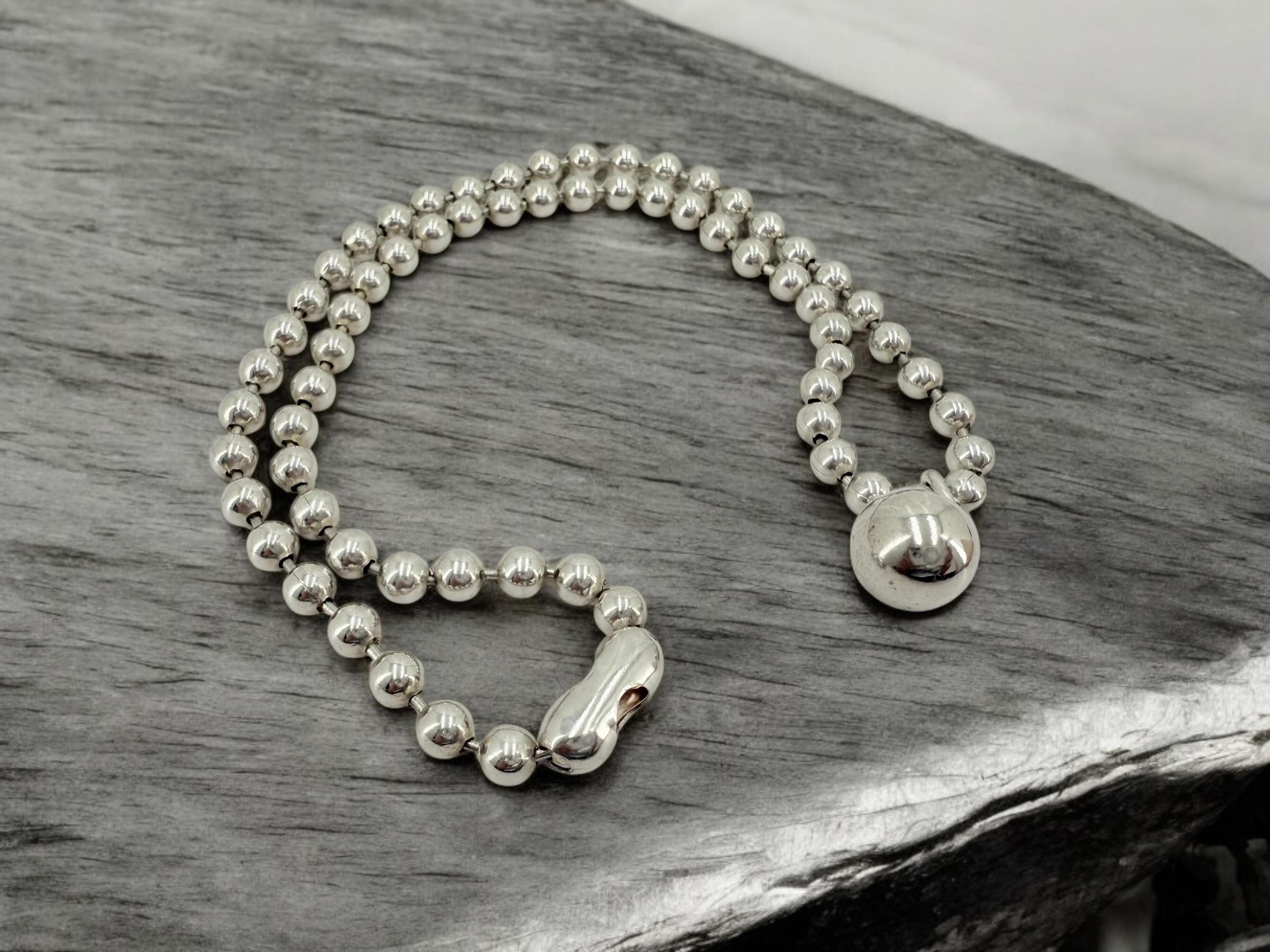 chunky silver necklace with ball pendant, bold balls chain pendant necklace, thick ball chain choker, statement silver necklace, women gift