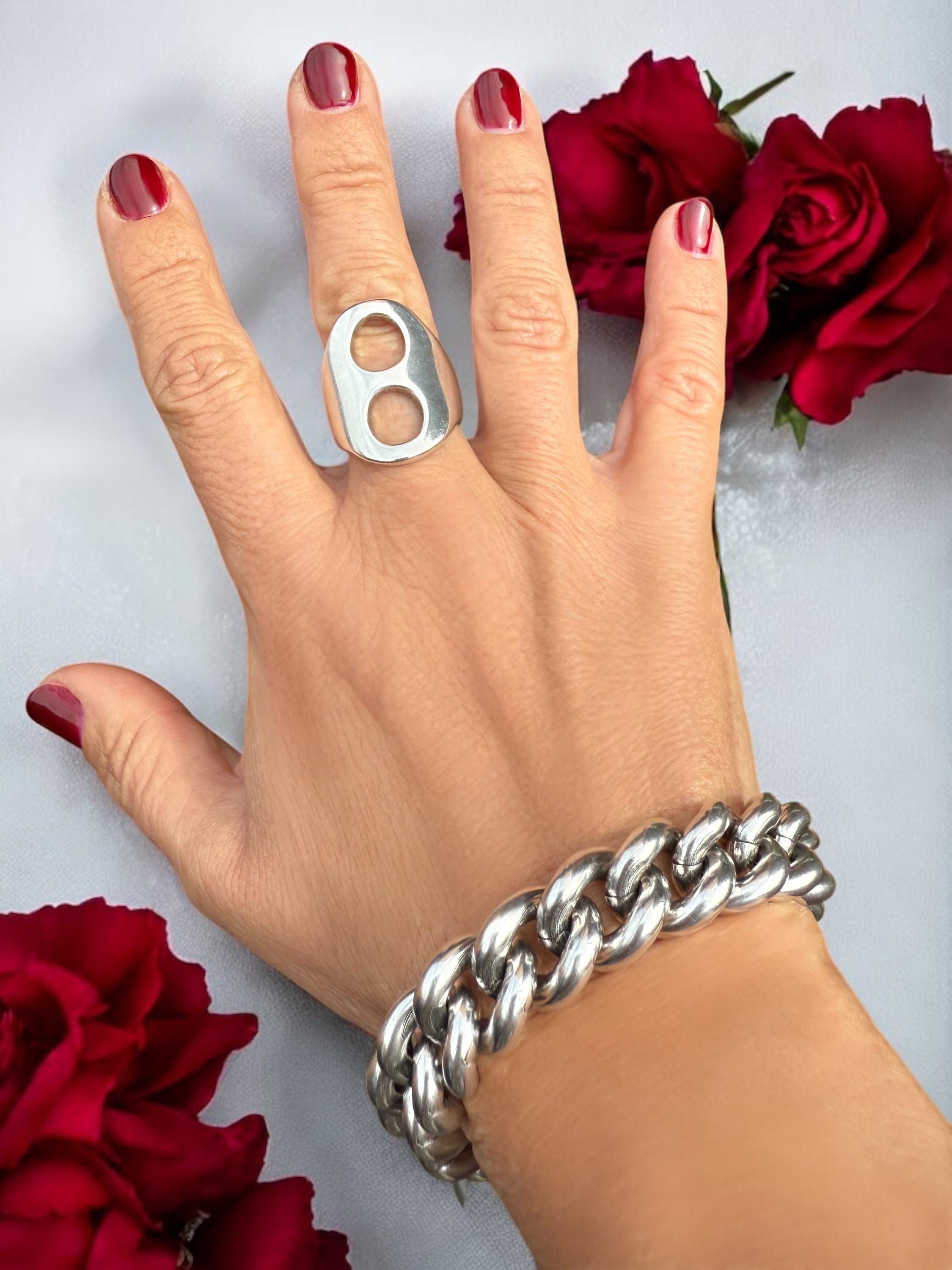 Chunky silver bracelet, Cuban big link chain bracelet, silver bold bracelet, heavyweight bracelet, thick link bracelet, uno de 50 style,