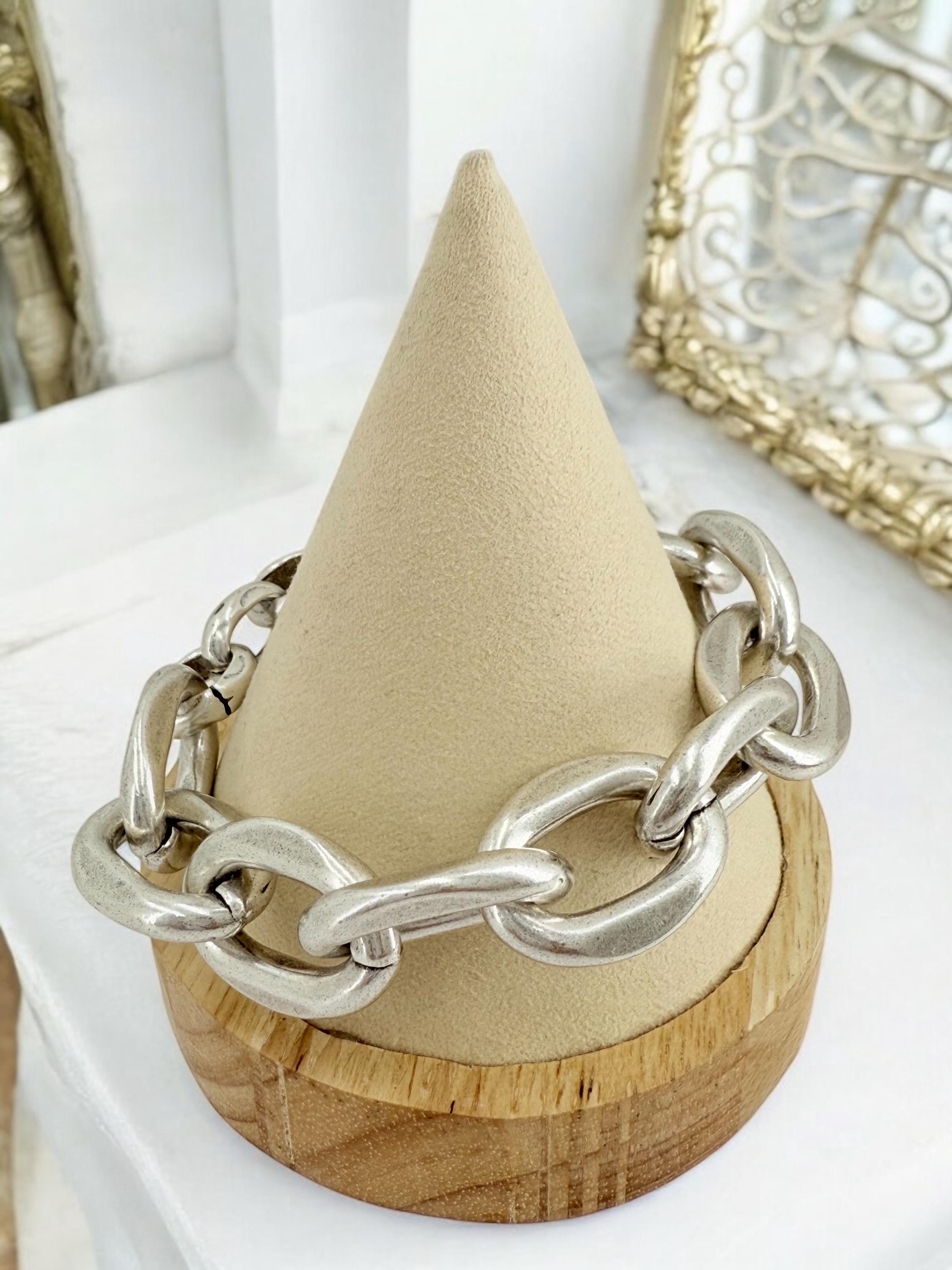 Chunky silver chain bracelet, silver bold bracelet, silver chain bracelet, thick link bracelet, uno de 50 style, statement big link bracelet