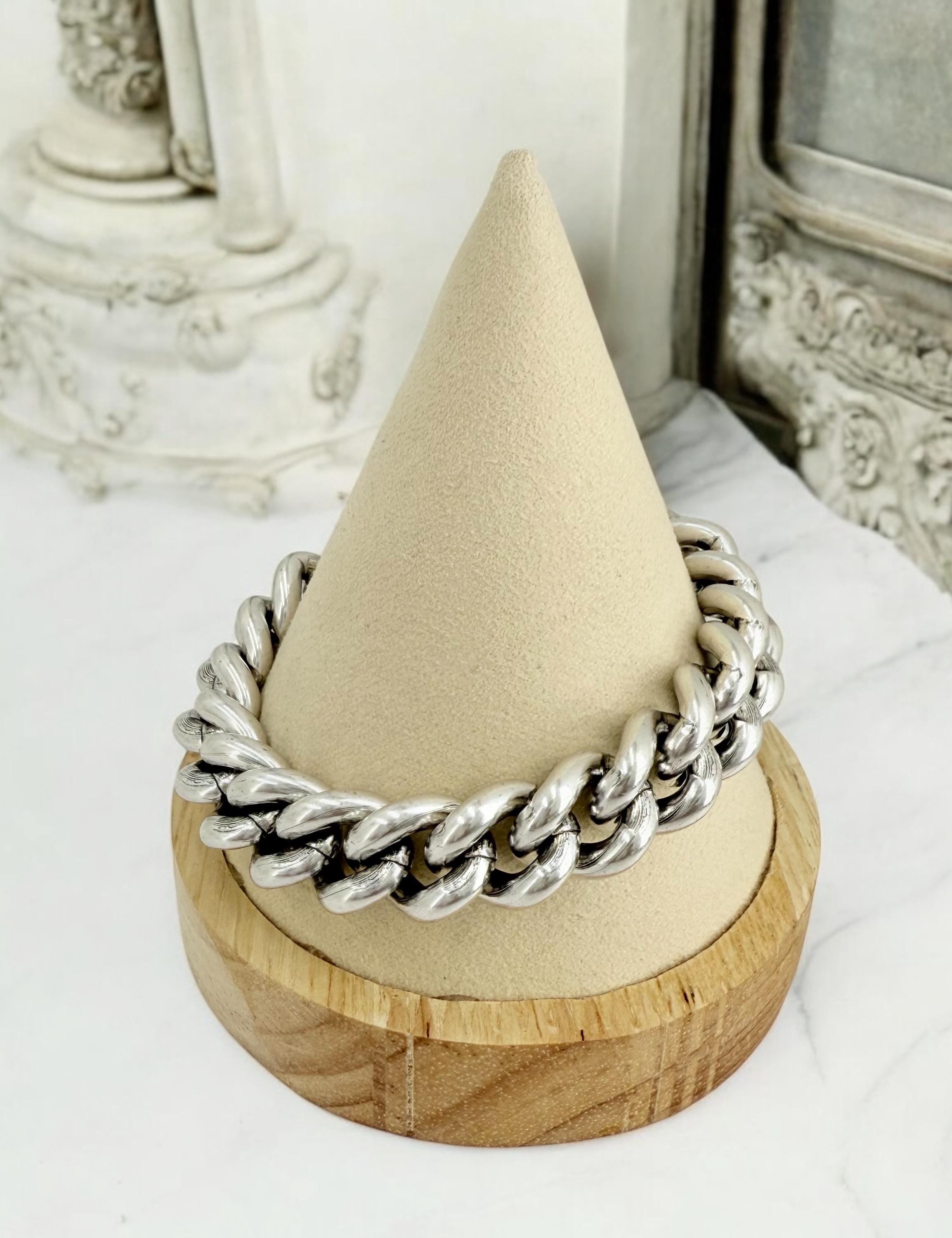 Chunky silver bracelet, Cuban big link chain bracelet, silver bold bracelet, heavyweight bracelet, thick link bracelet, uno de 50 style,