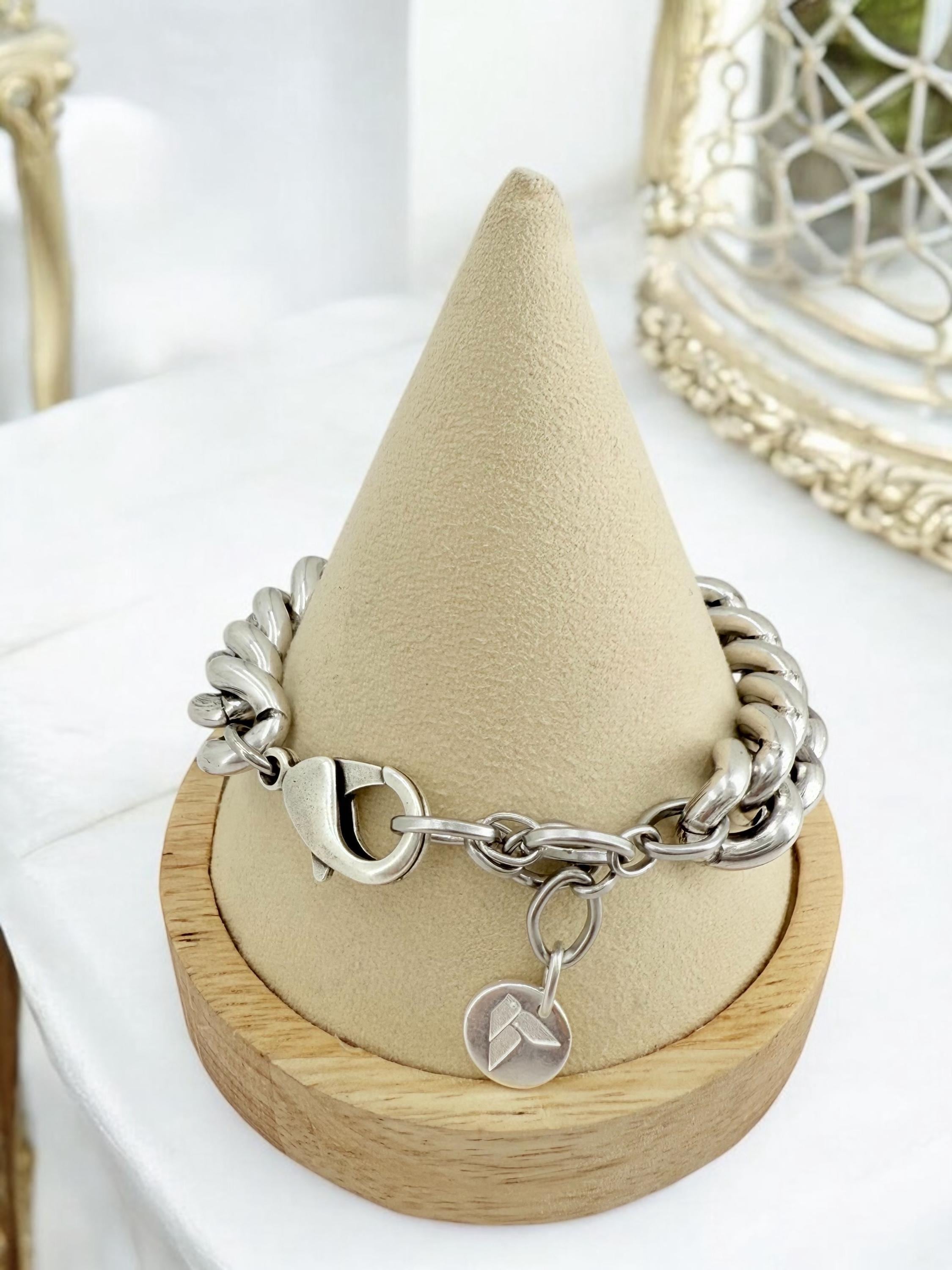 Chunky silver bracelet, Cuban big link chain bracelet, silver bold bracelet, heavyweight bracelet, thick link bracelet, uno de 50 style,