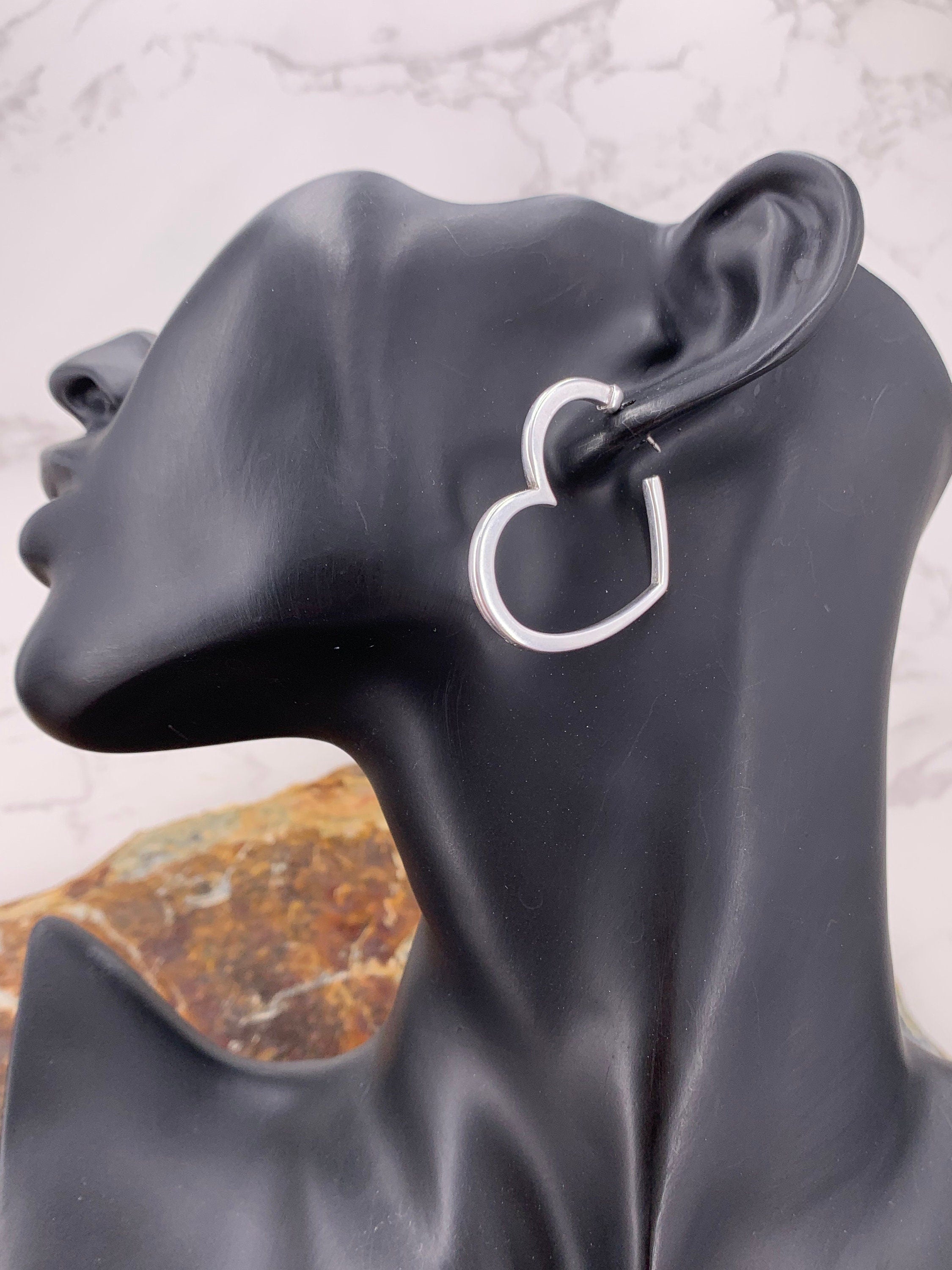 statement hearts hoops earrings silver or gold, unique present for birthday, everyday stylish chunky hoops heart earrings, big hoops earring