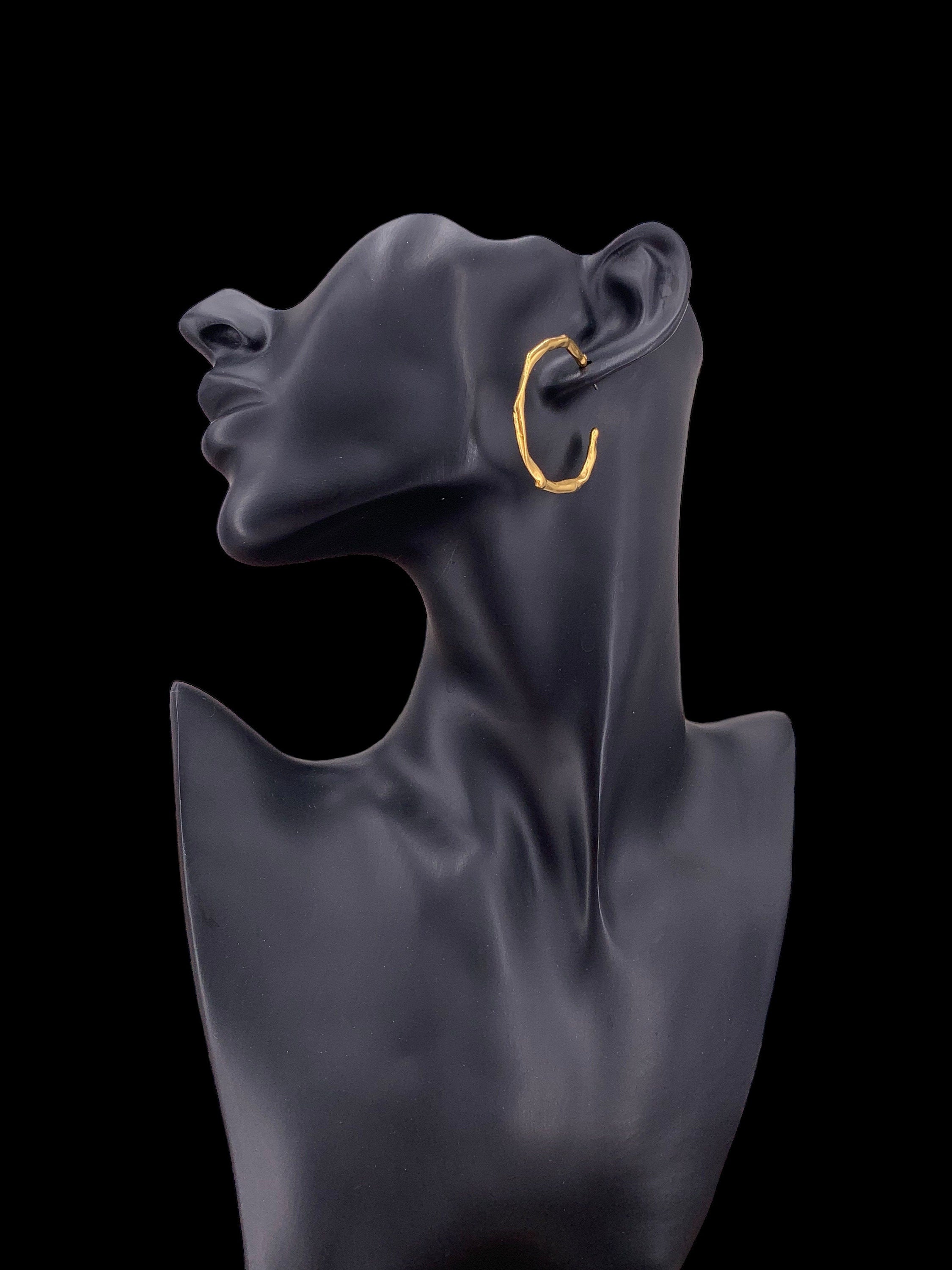 Organic Hammered Gold oversized Hoop Earrings – Sculptural Statement Design in 24k Gold – Handmade Gift for Women