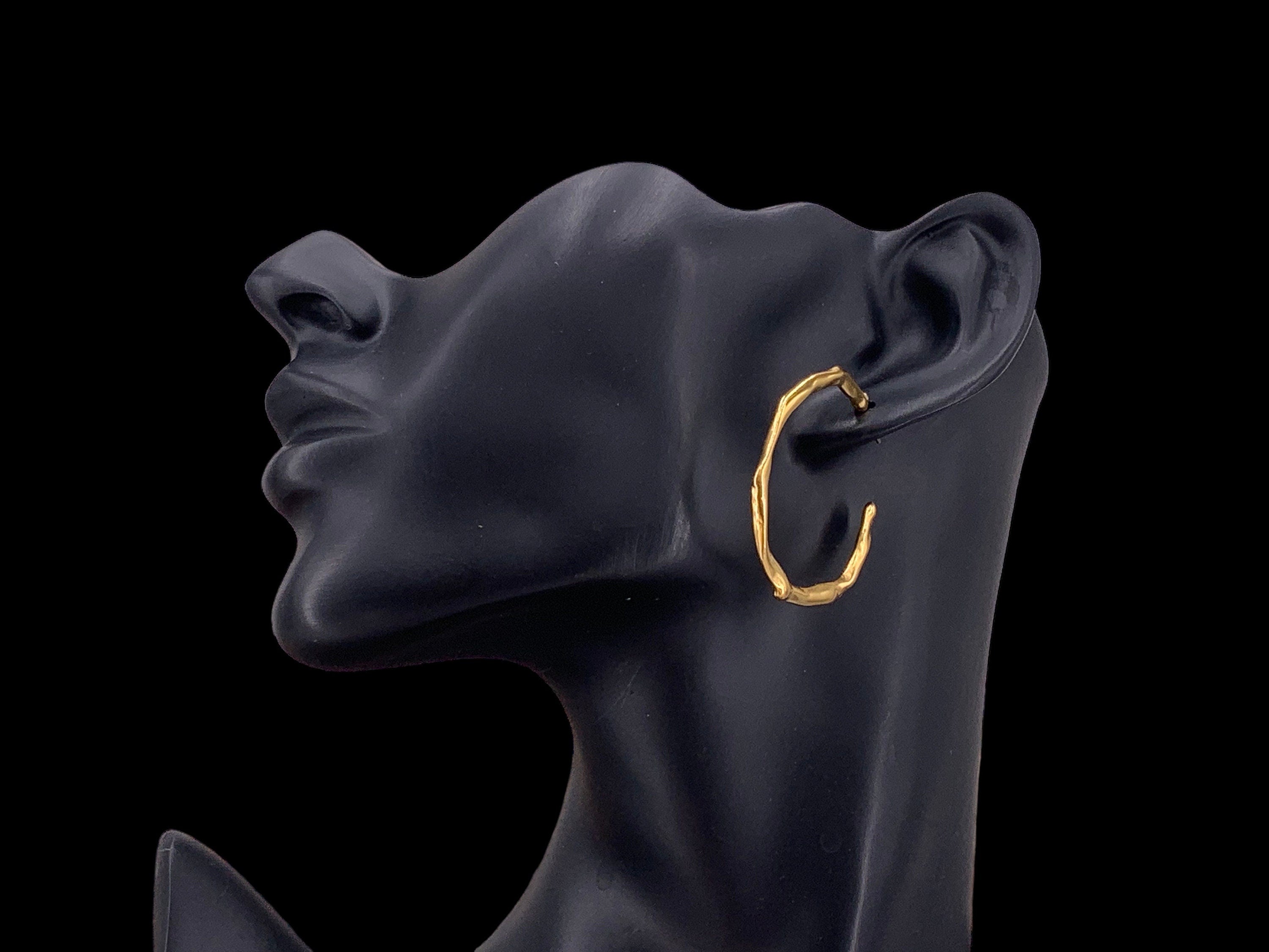 Organic Hammered Gold oversized Hoop Earrings – Sculptural Statement Design in 24k Gold – Handmade Gift for Women