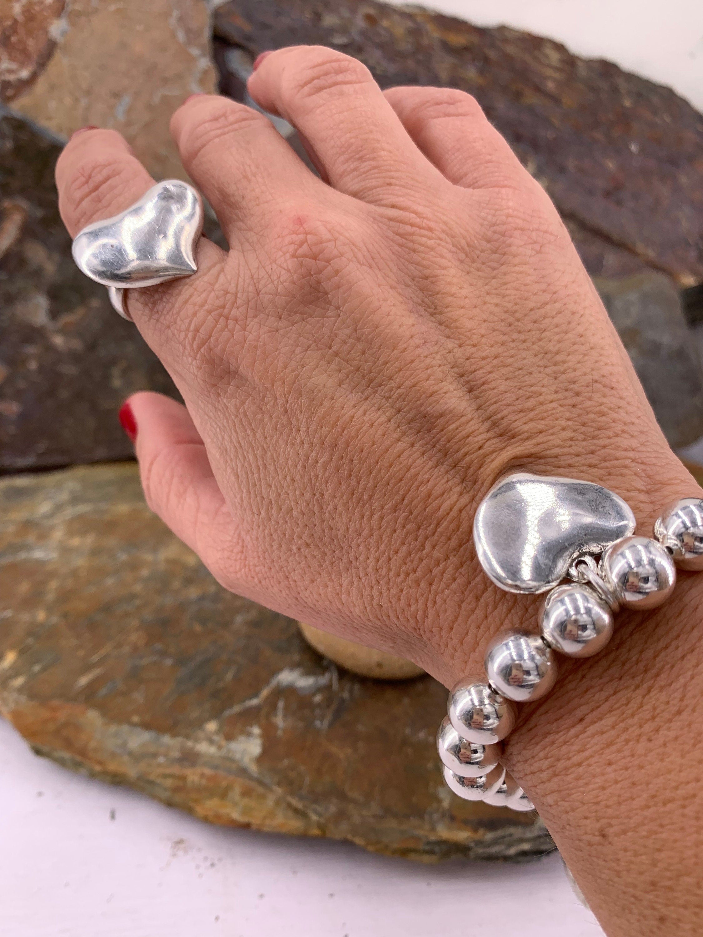 Chunky silver ball chain bracelet, lightweight ball chain bracelet, silver beads chain bracelet, style, big ball silver chain
