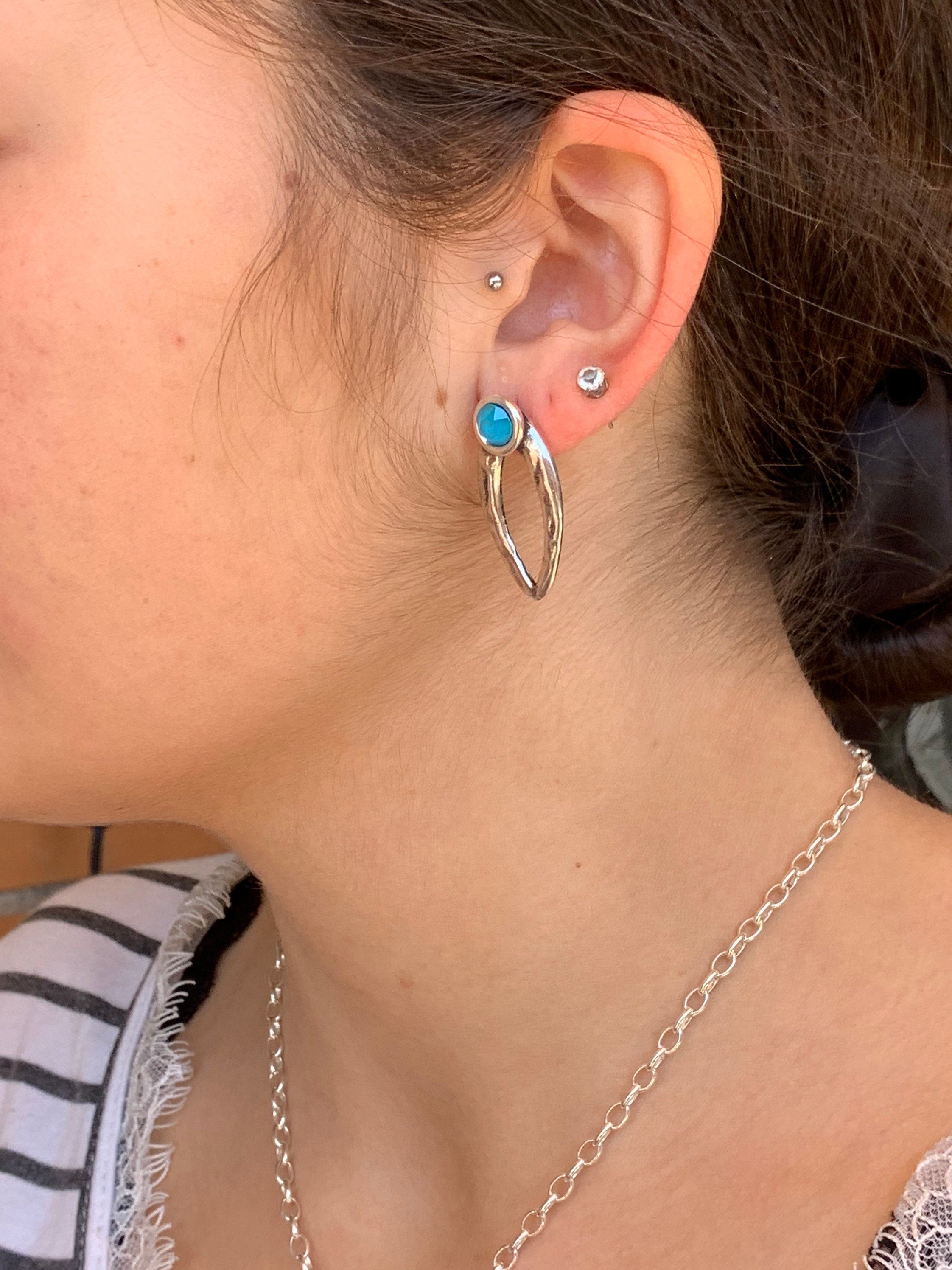 Large silver earrings, Swarovsky earrings, chunky silver earrings, blue earrings, vintage earrings, style, statement earrings,