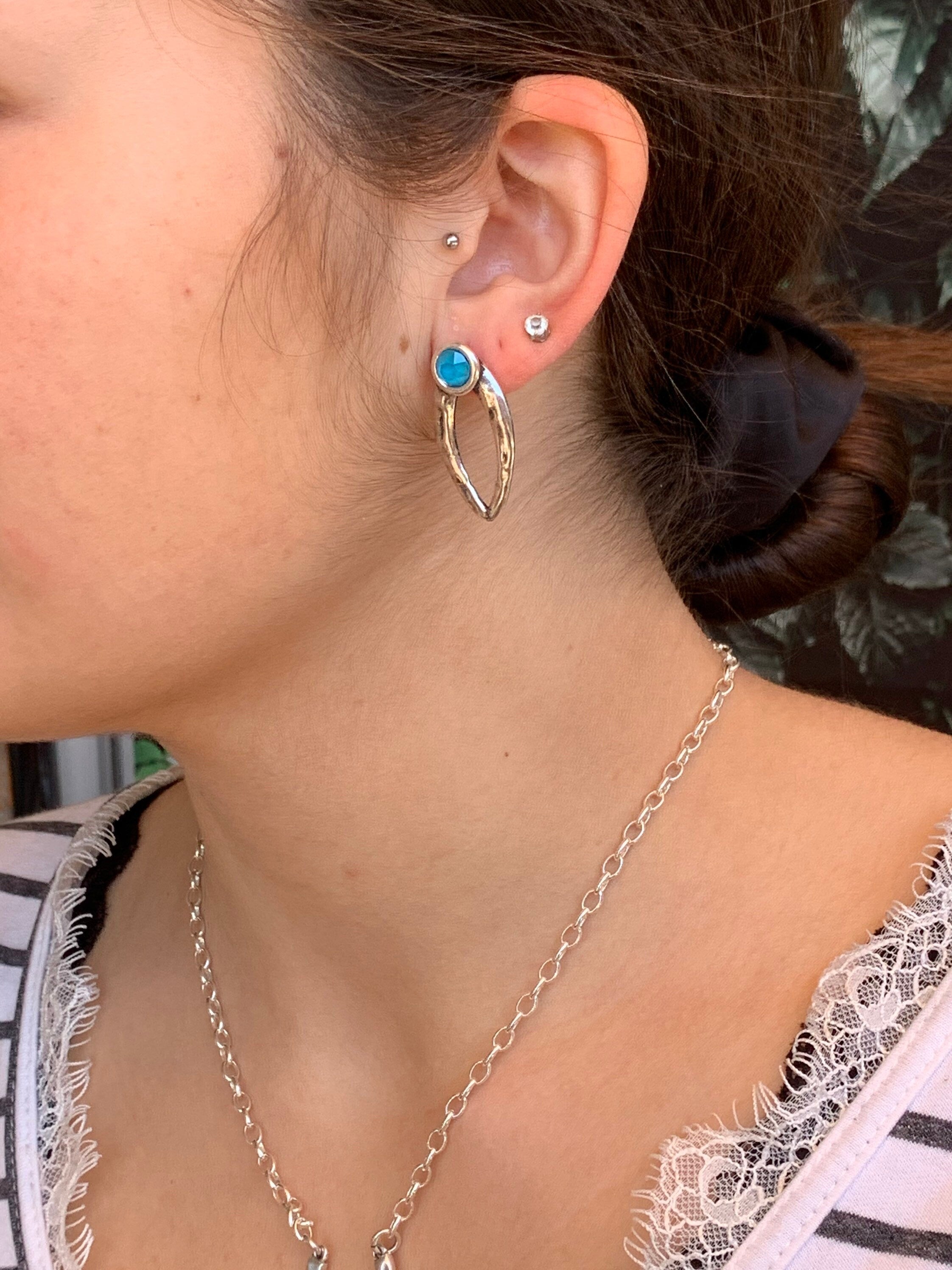 Large silver earrings, Swarovsky earrings, chunky silver earrings, blue earrings, vintage earrings, style, statement earrings,