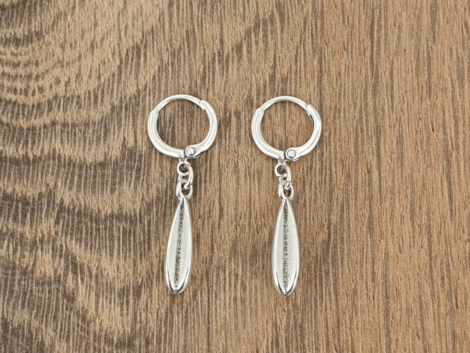 Handmade Silver Teardrop Earrings – Textured Metal Statement Studs with Organic Elegance, Matte Silver Studs with Nature-Inspired Texture